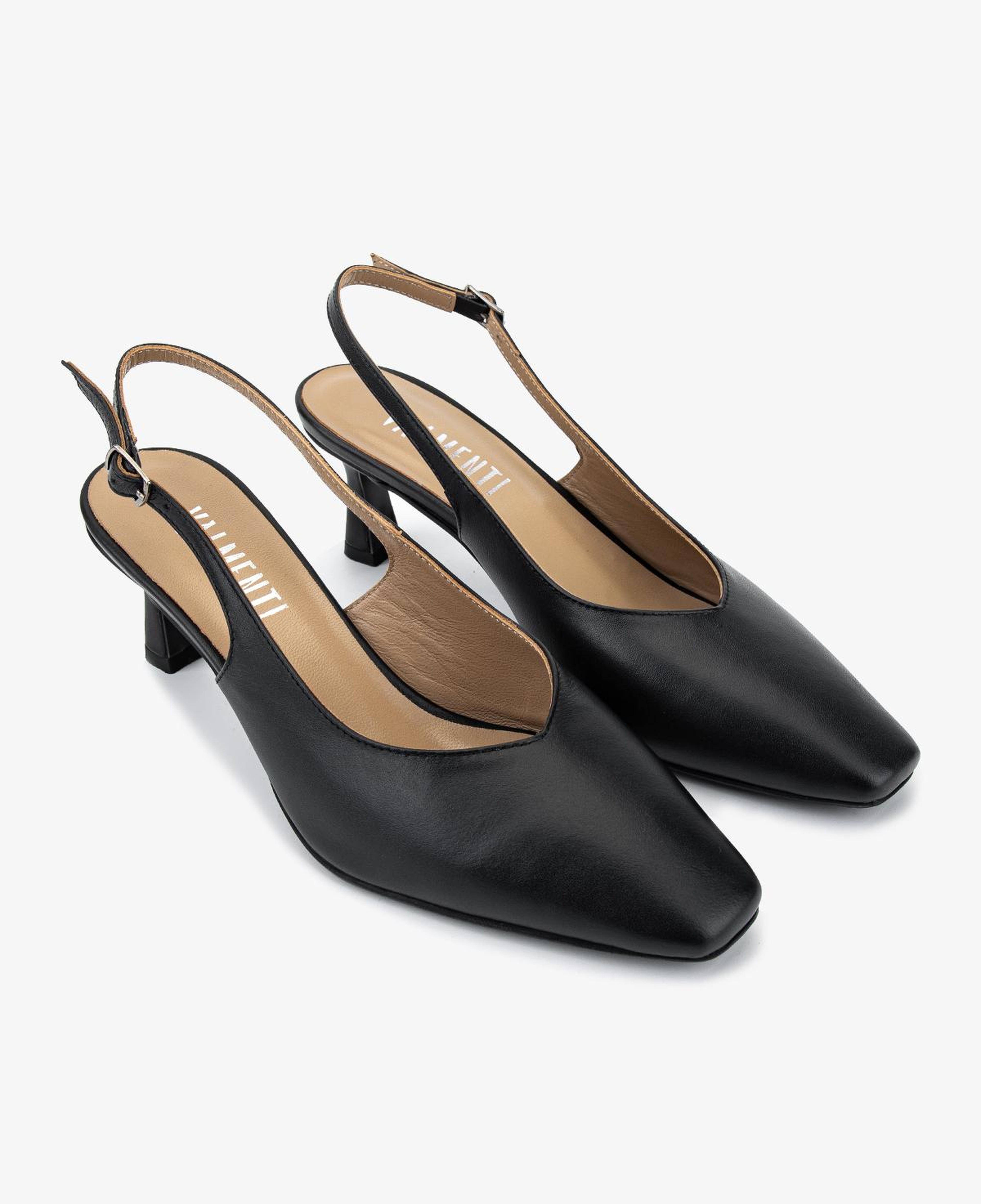 Valmenti Kadın Hakiki Deri Siyah Slingback Ayakkabı