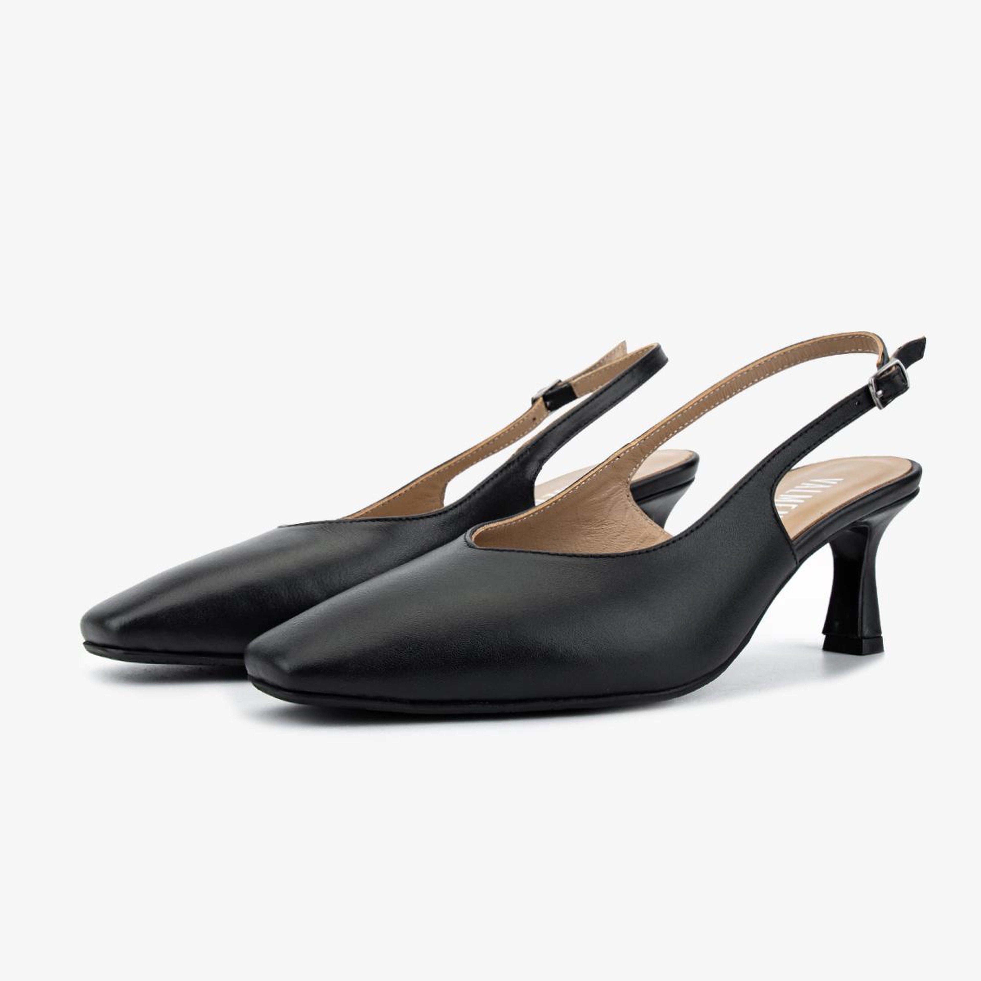Valmenti Kadın Hakiki Deri Siyah Slingback Ayakkabı