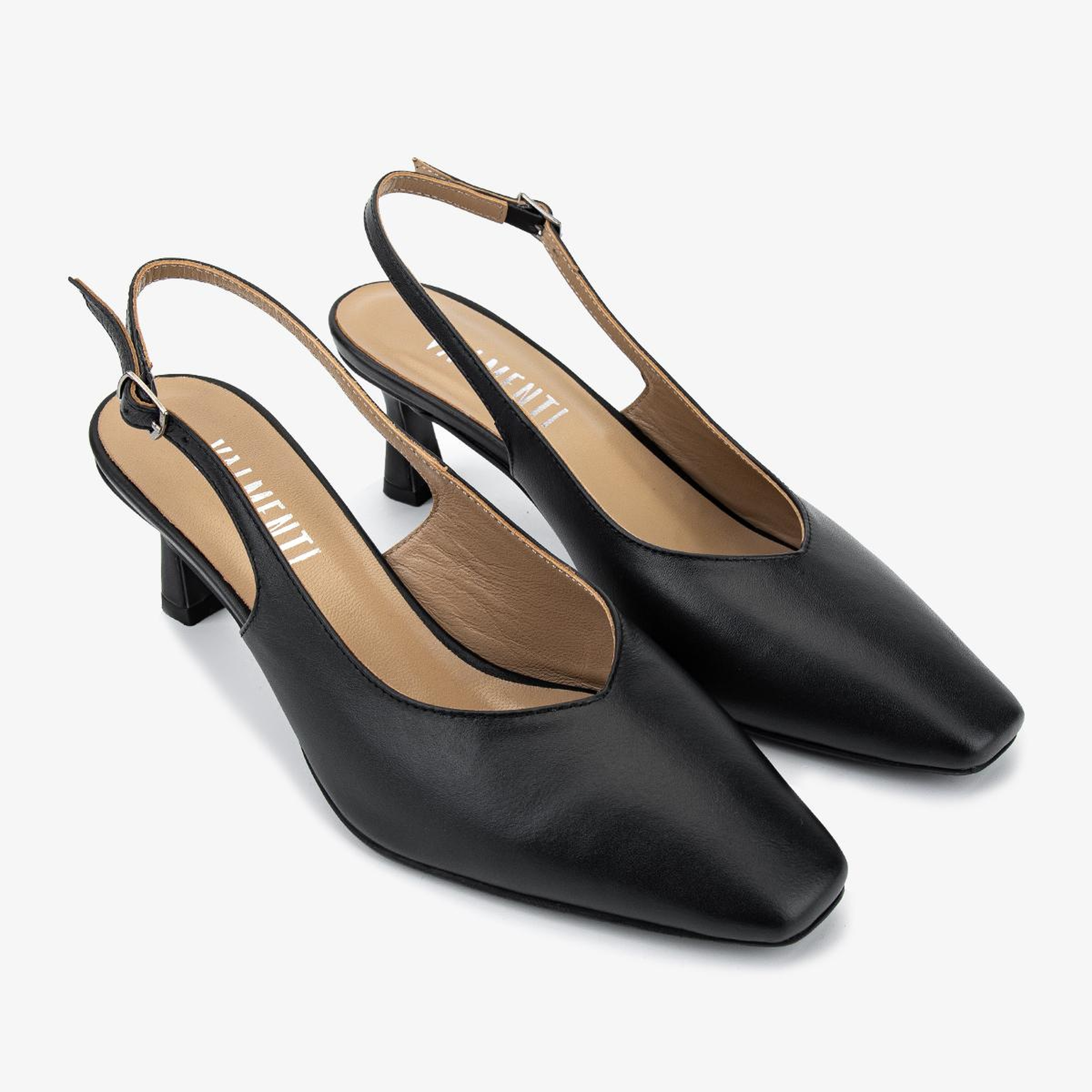 Valmenti Kadın Hakiki Deri Siyah Slingback Ayakkabı
