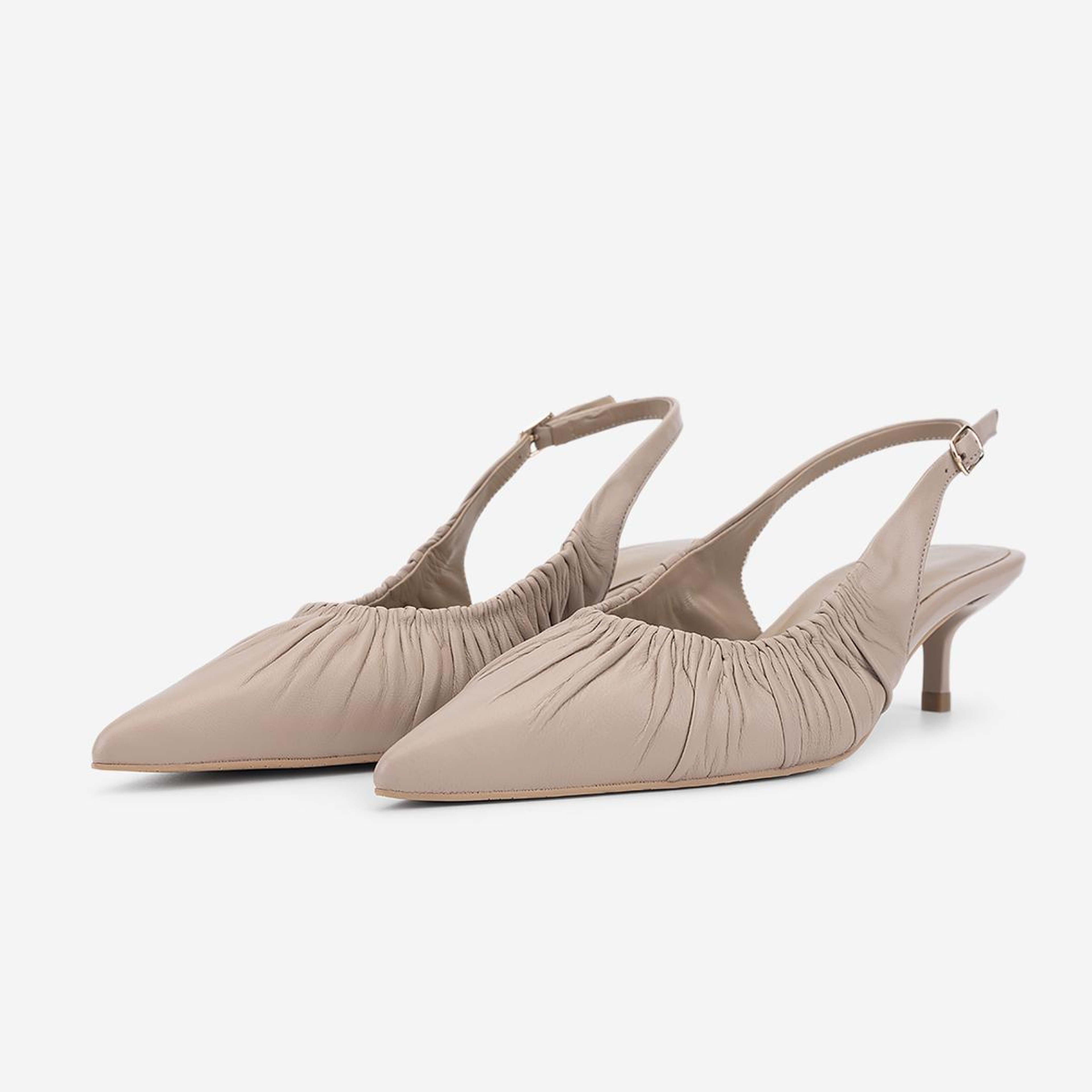 Valmenti Kadın Hakiki Deri Bej Slingback Ayakkabı