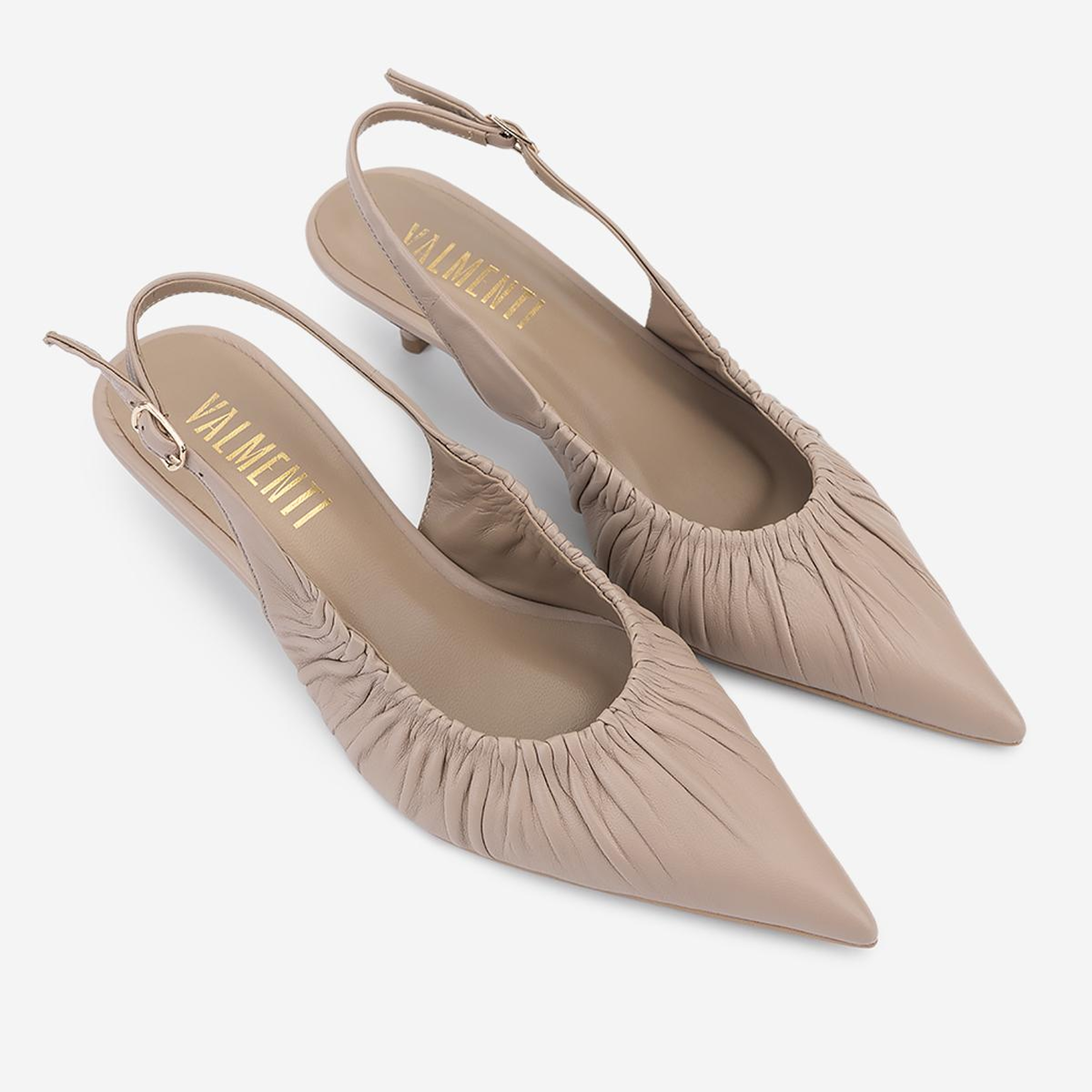 Valmenti Kadın Hakiki Deri Bej Slingback Ayakkabı