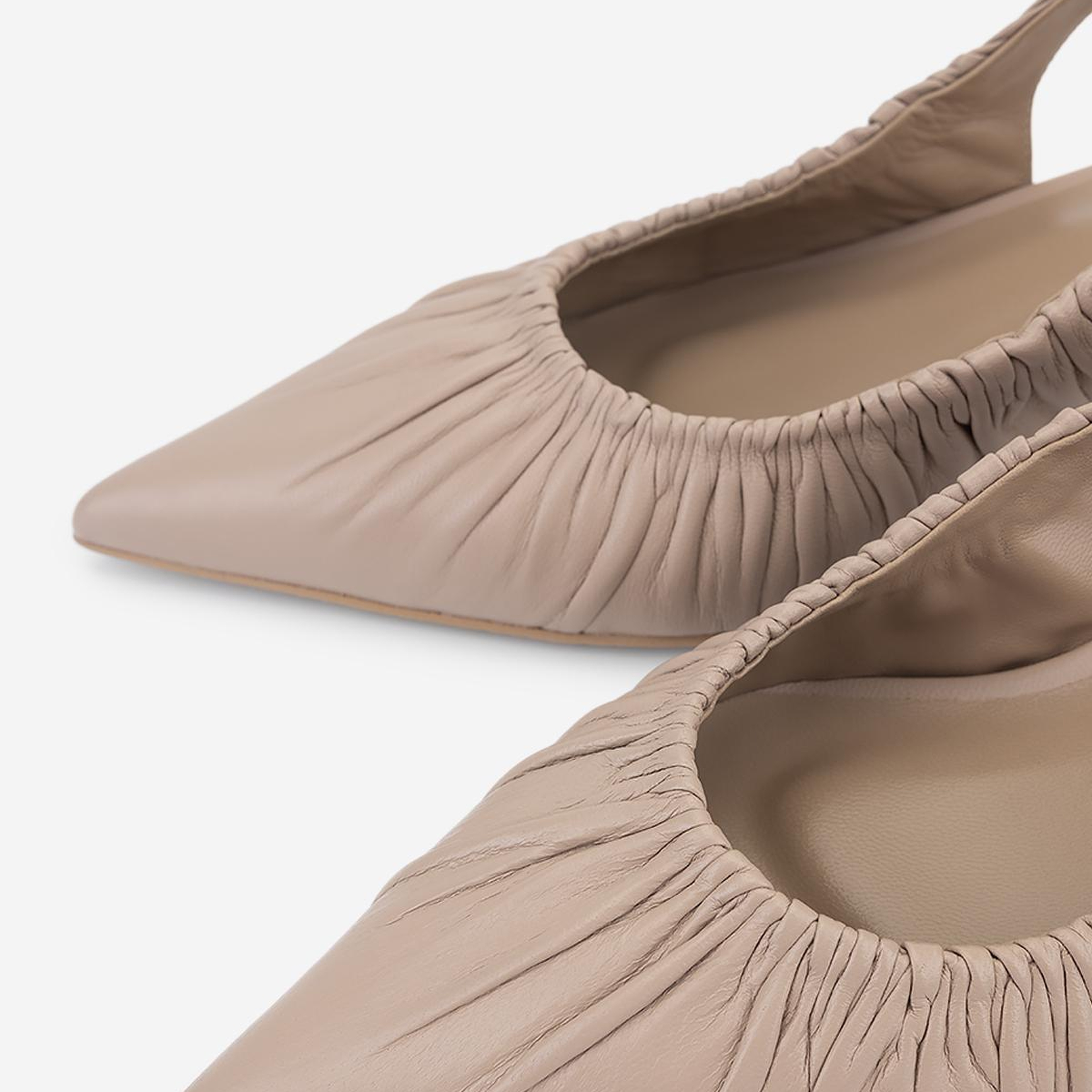 Valmenti Kadın Hakiki Deri Bej Slingback Ayakkabı
