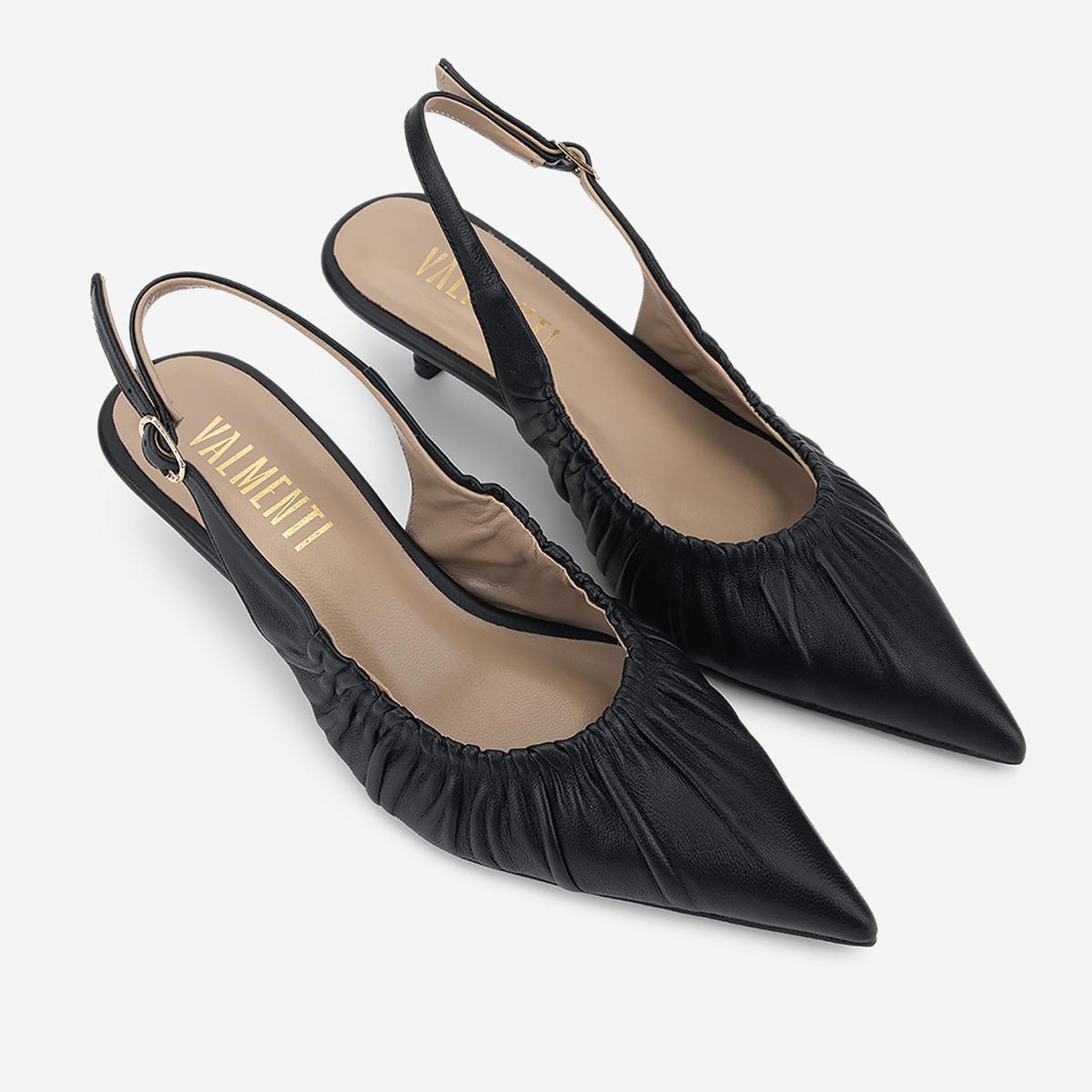 Valmenti Kadın Hakiki Deri Siyah Slingback Ayakkabı