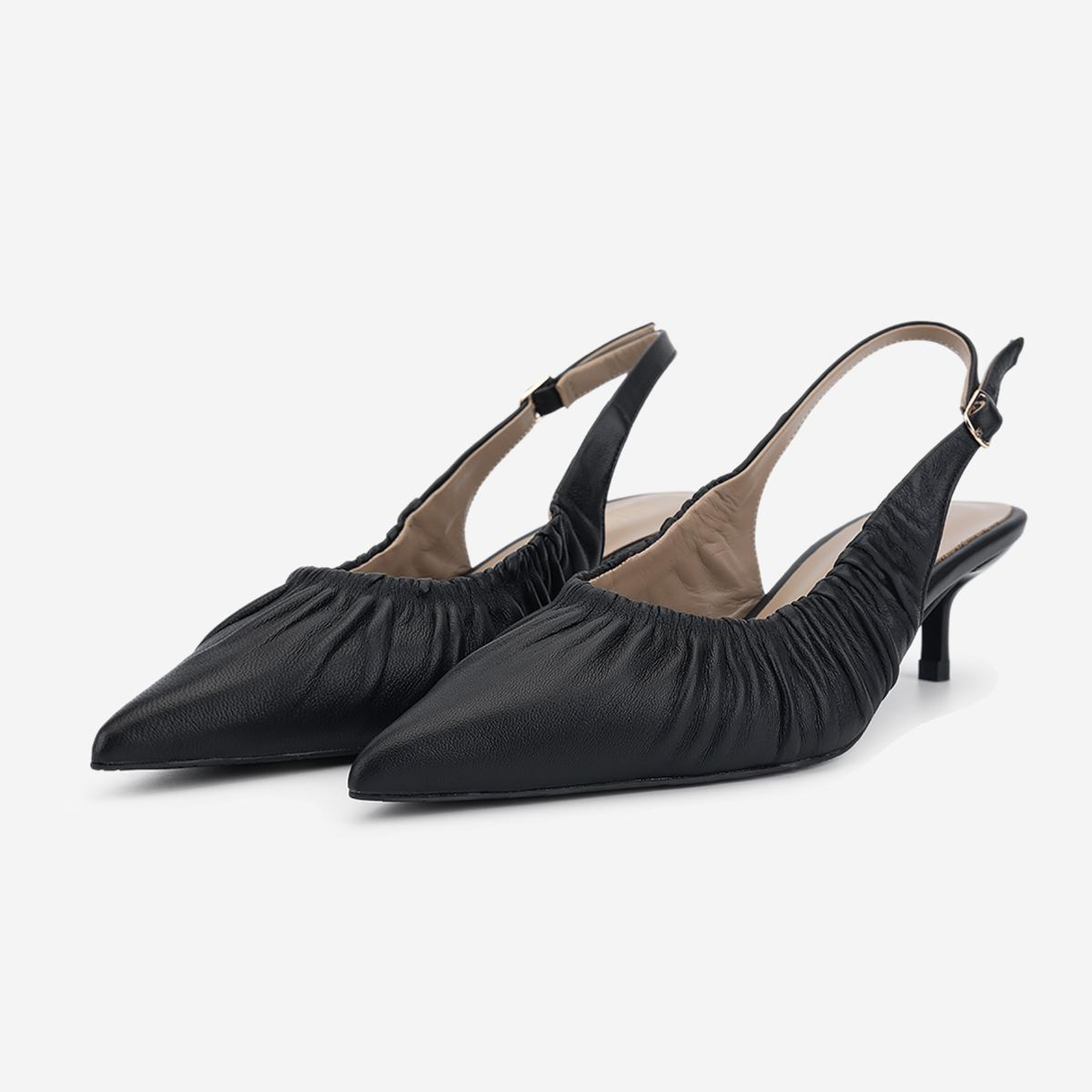 Valmenti Kadın Hakiki Deri Siyah Slingback Ayakkabı
