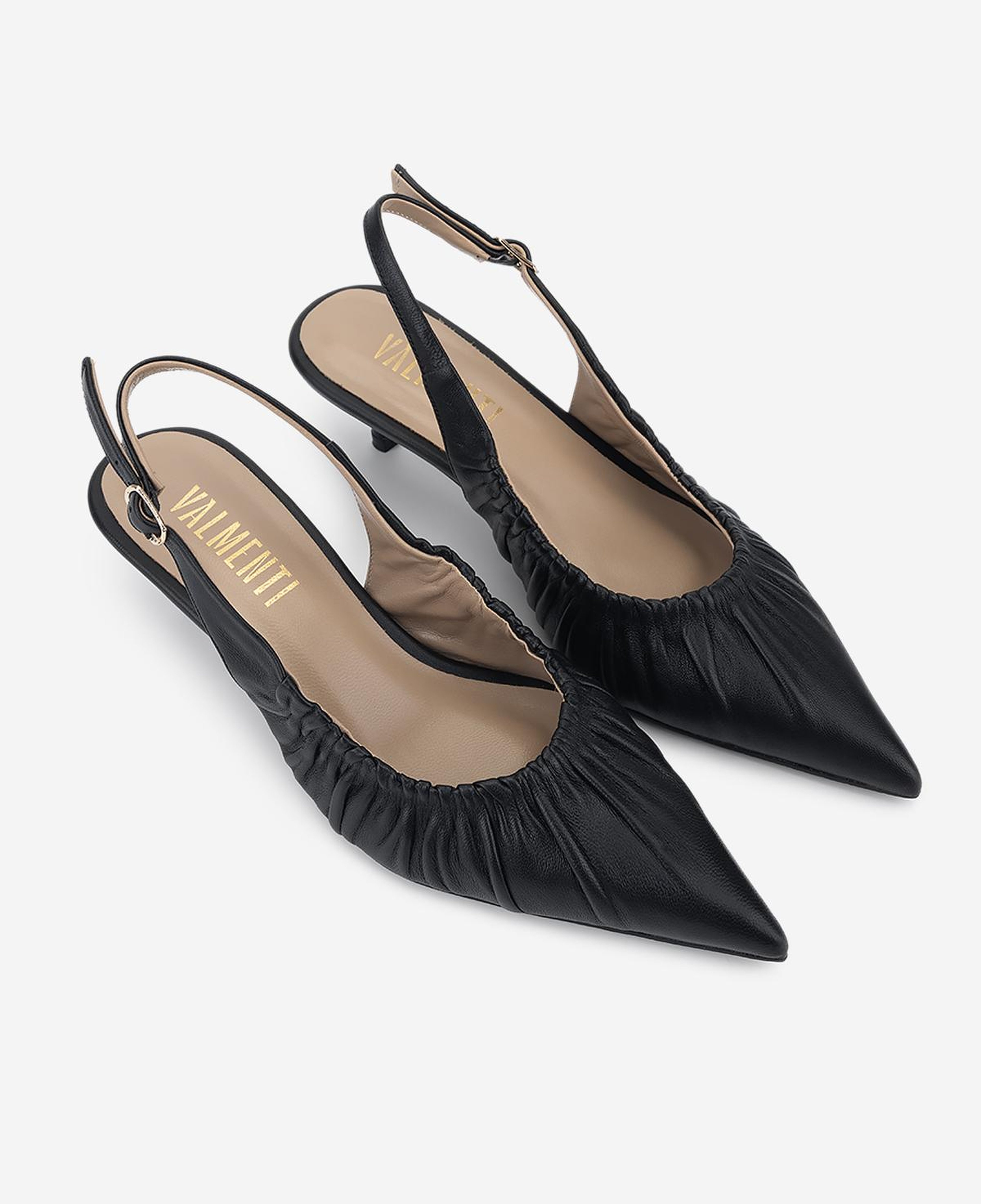 Valmenti Kadın Hakiki Deri Siyah Slingback Ayakkabı