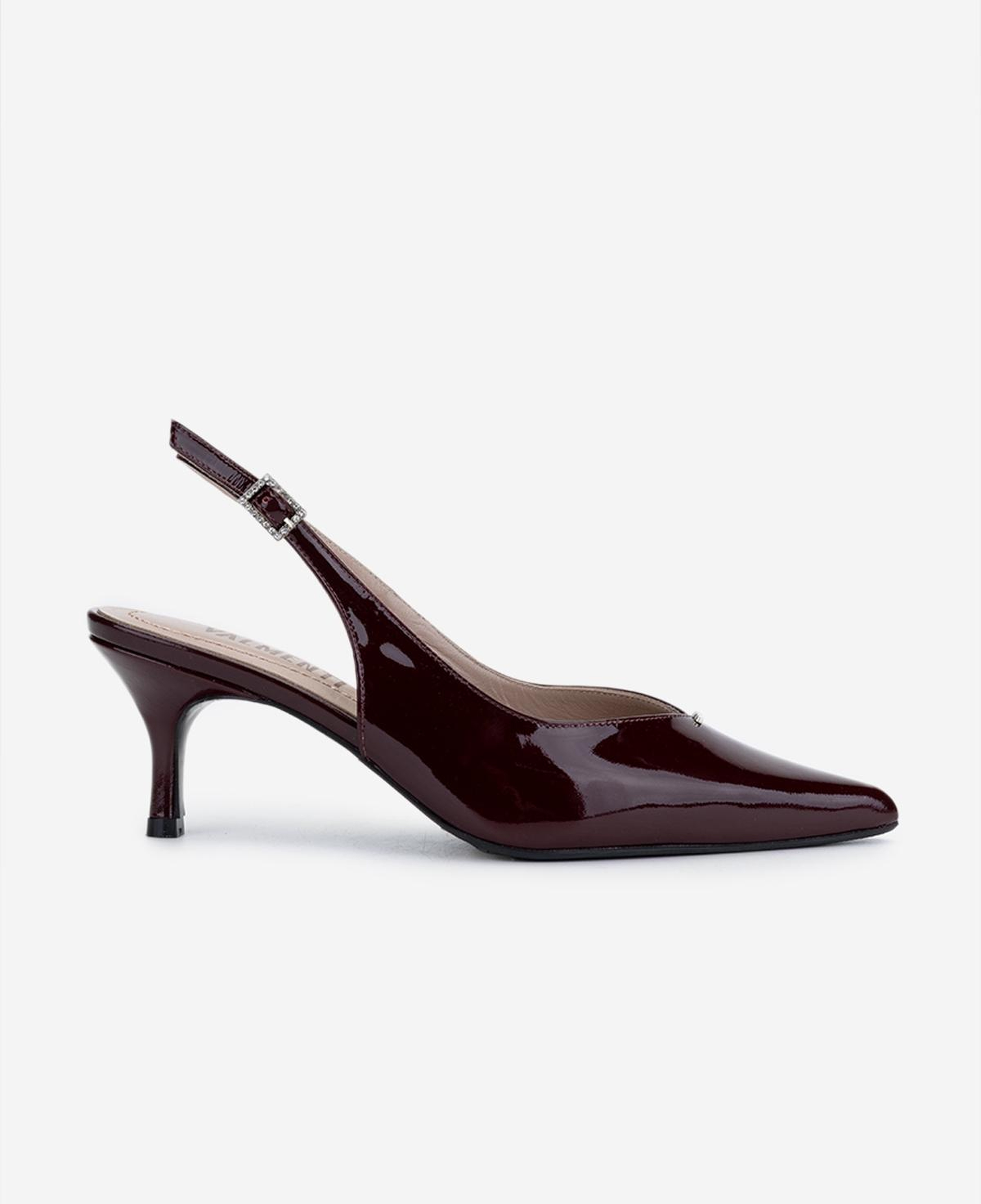 Valmenti Kadın Hakiki Deri Bordo Rugan Slingback Ayakkabı