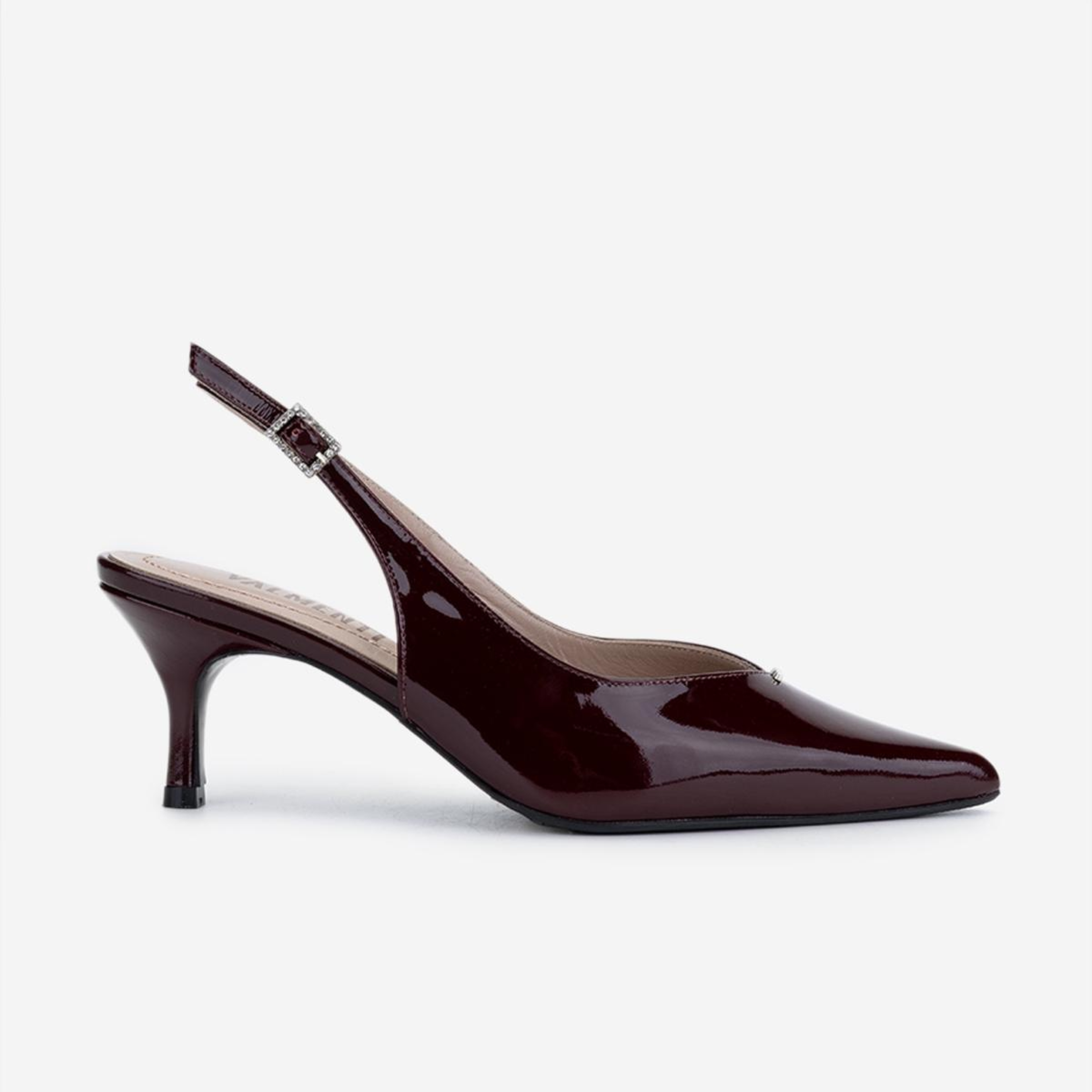 Valmenti Kadın Hakiki Deri Bordo Rugan Slingback Ayakkabı