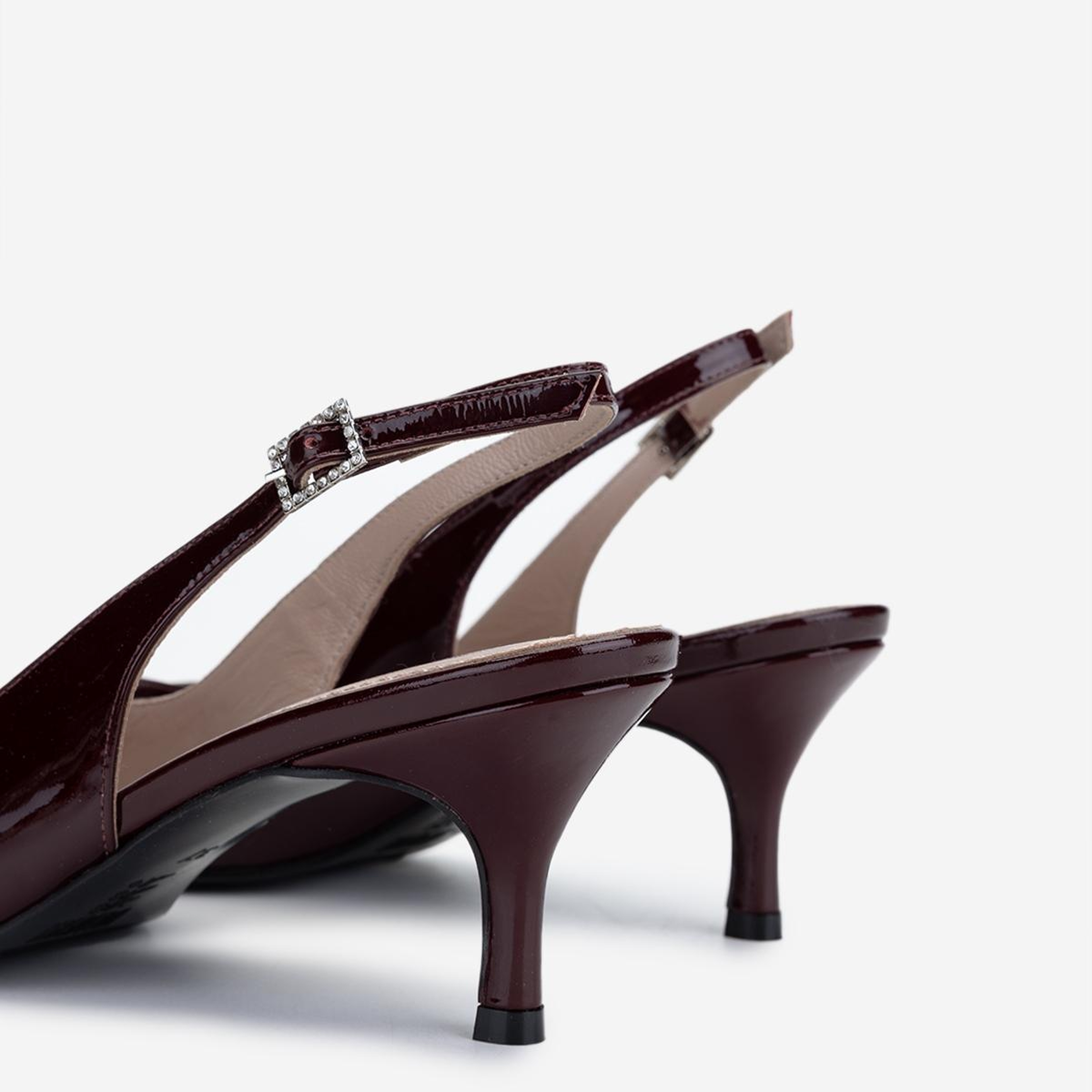 Valmenti Kadın Hakiki Deri Bordo Rugan Slingback Ayakkabı
