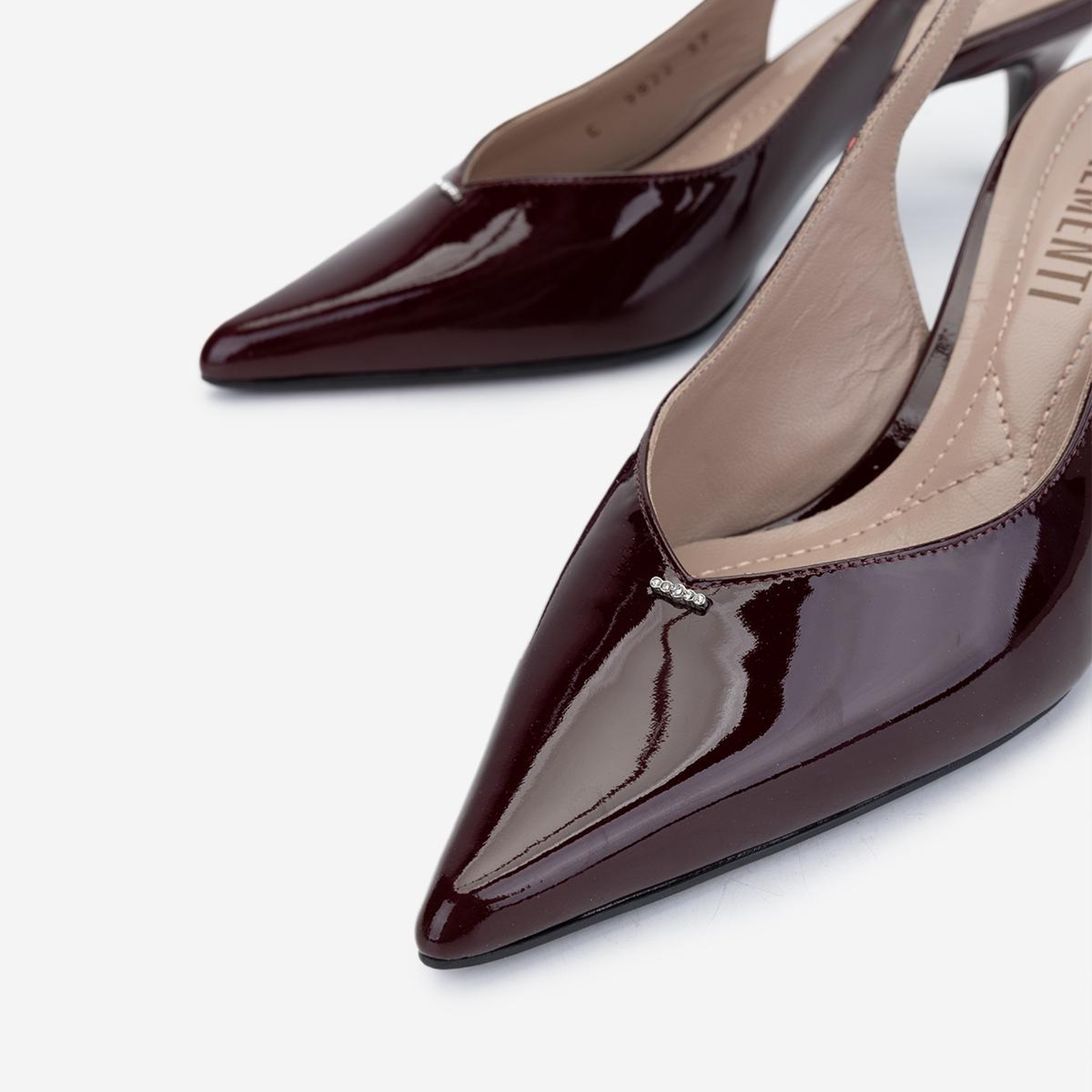 Valmenti Kadın Hakiki Deri Bordo Rugan Slingback Ayakkabı