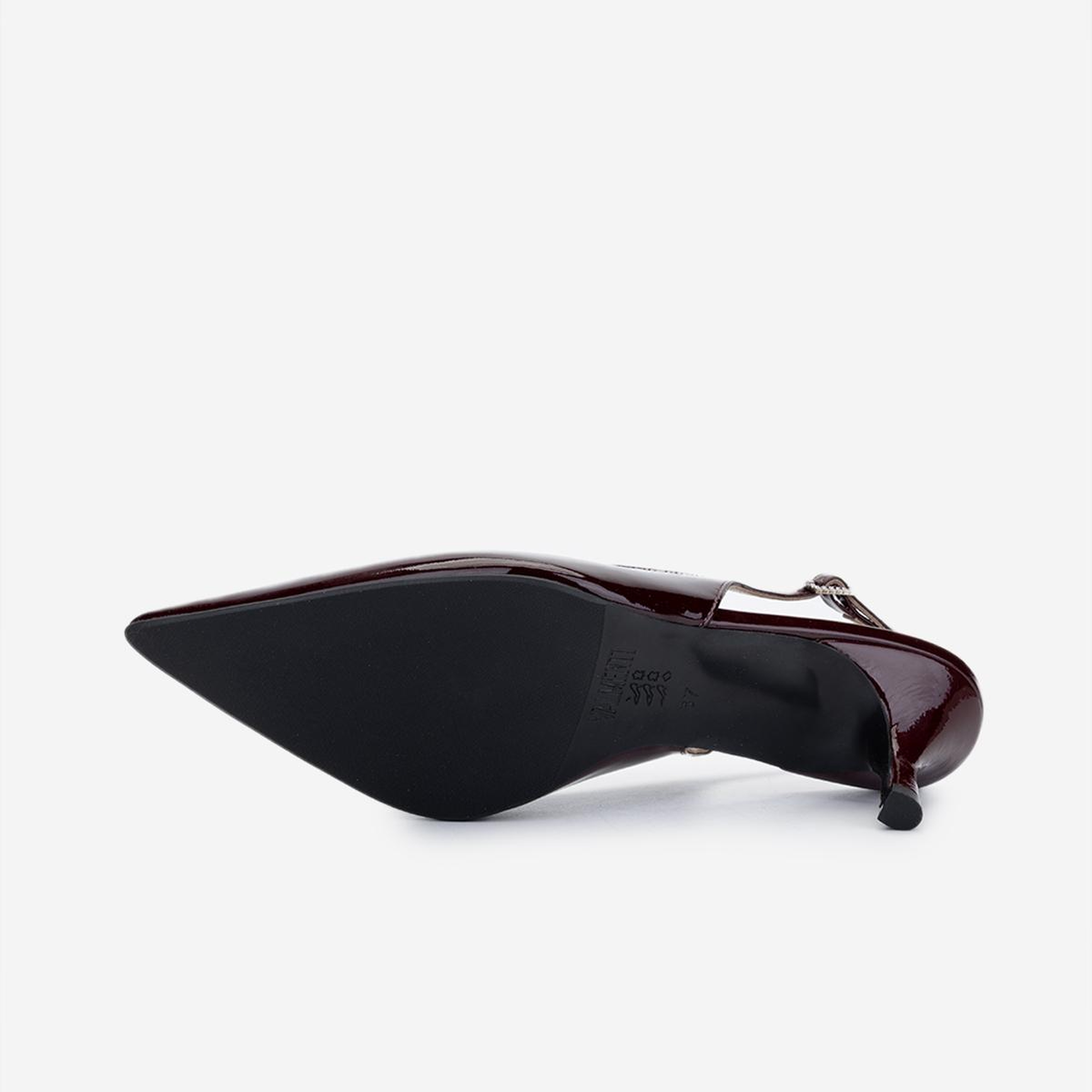 Valmenti Kadın Hakiki Deri Bordo Rugan Slingback Ayakkabı