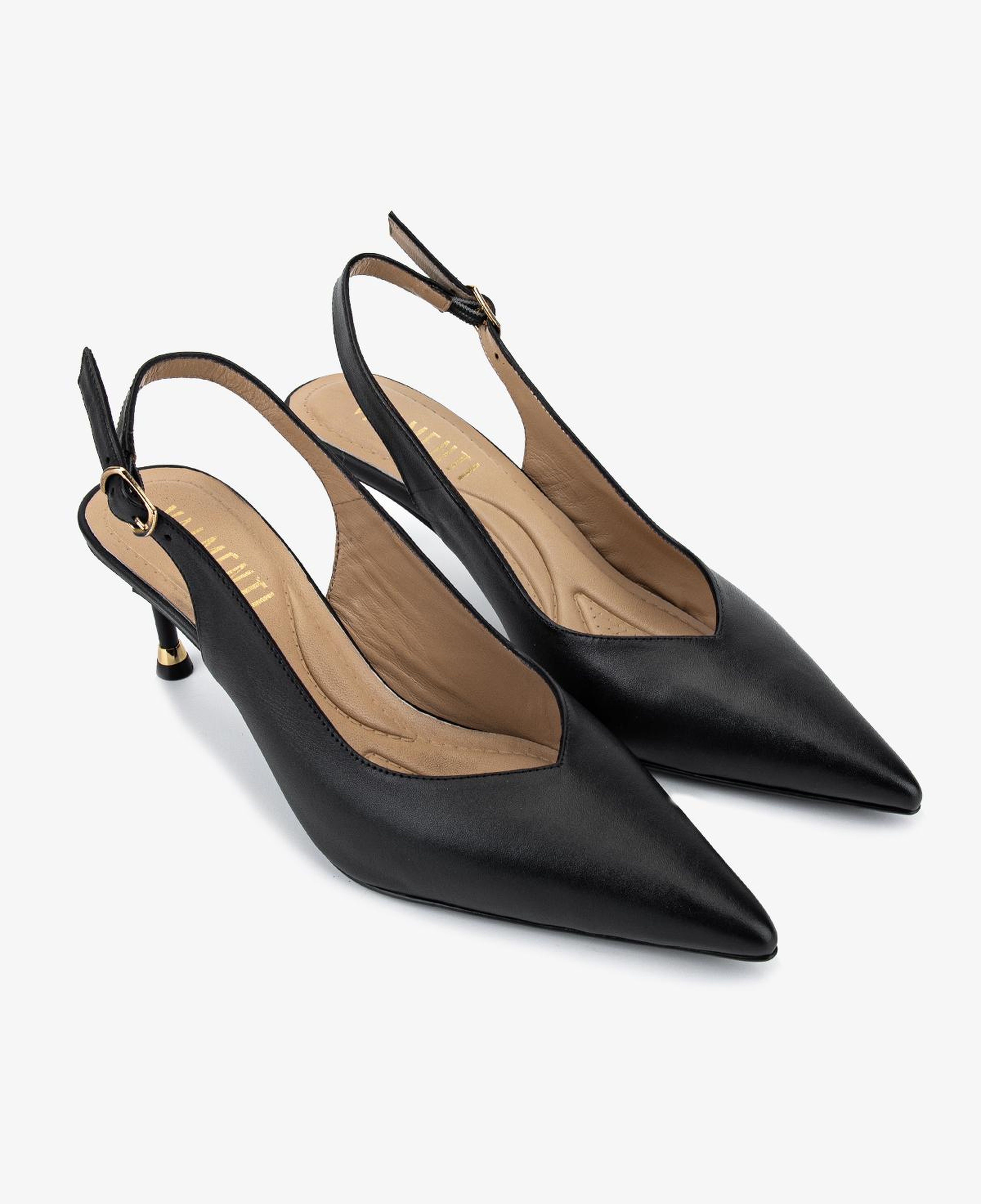 Valmenti Kadın Hakiki Deri Siyah Slingback Ayakkabı