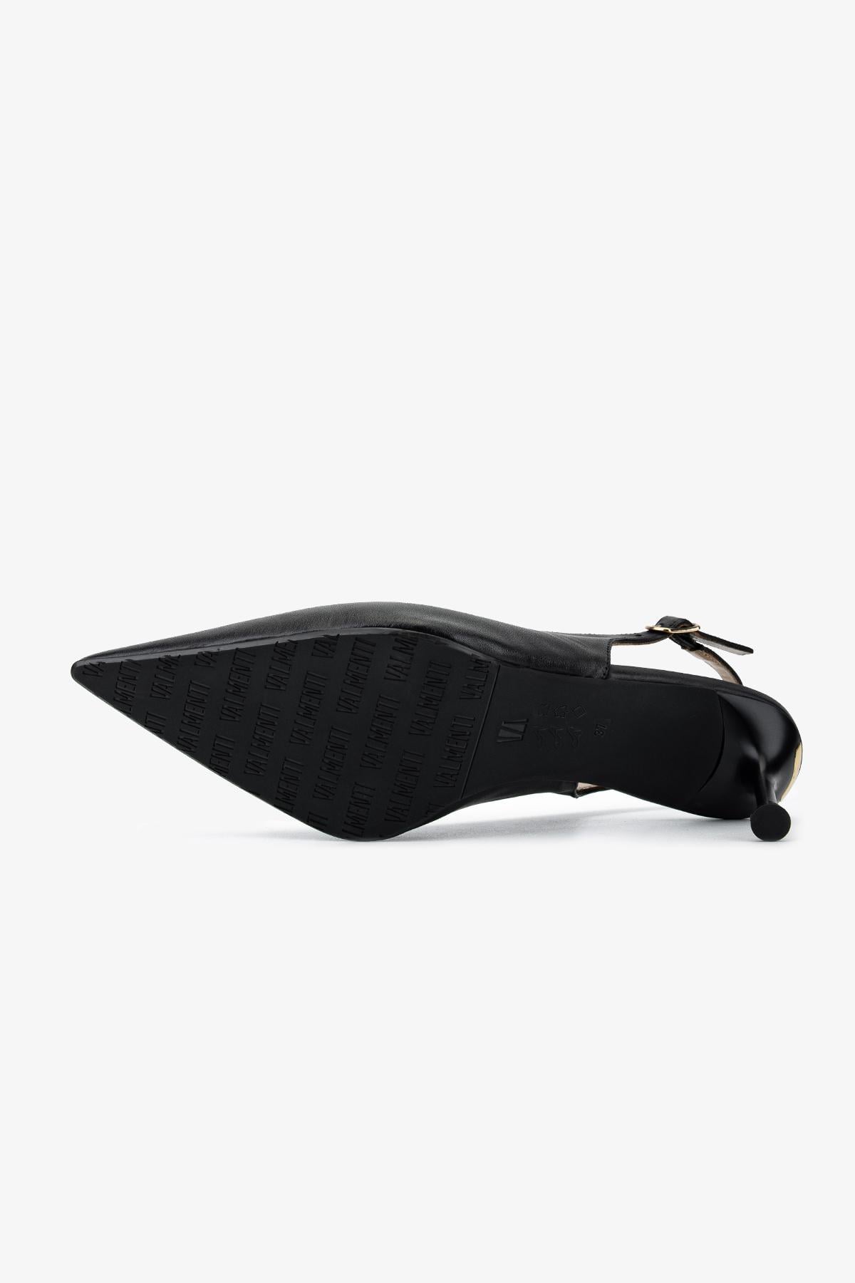 Valmenti Kadın Hakiki Deri Siyah Slingback Ayakkabı