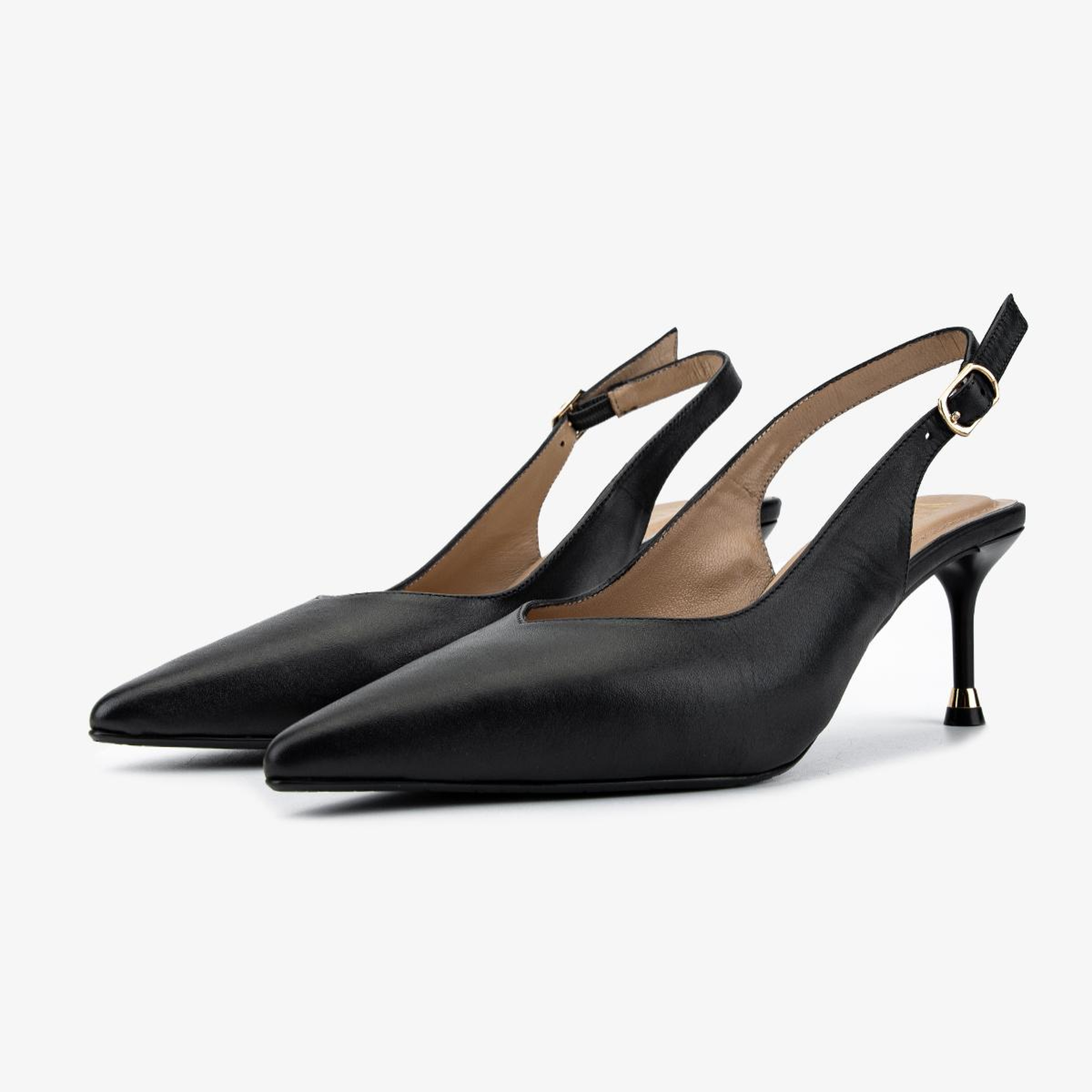 Valmenti Kadın Hakiki Deri Siyah Slingback Ayakkabı