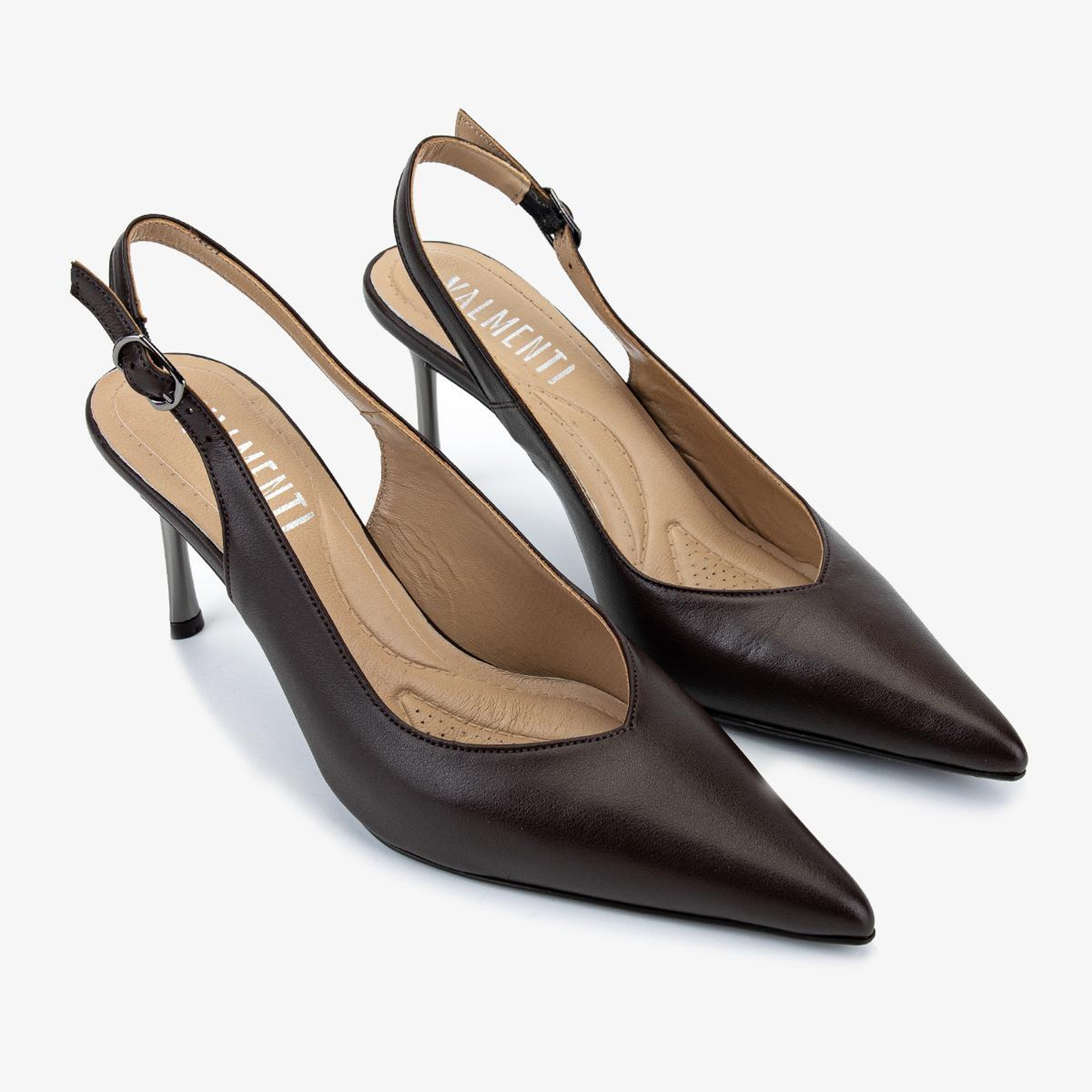 Valmenti Kadın Hakiki Deri Kahverengi Slingback Ayakkabı