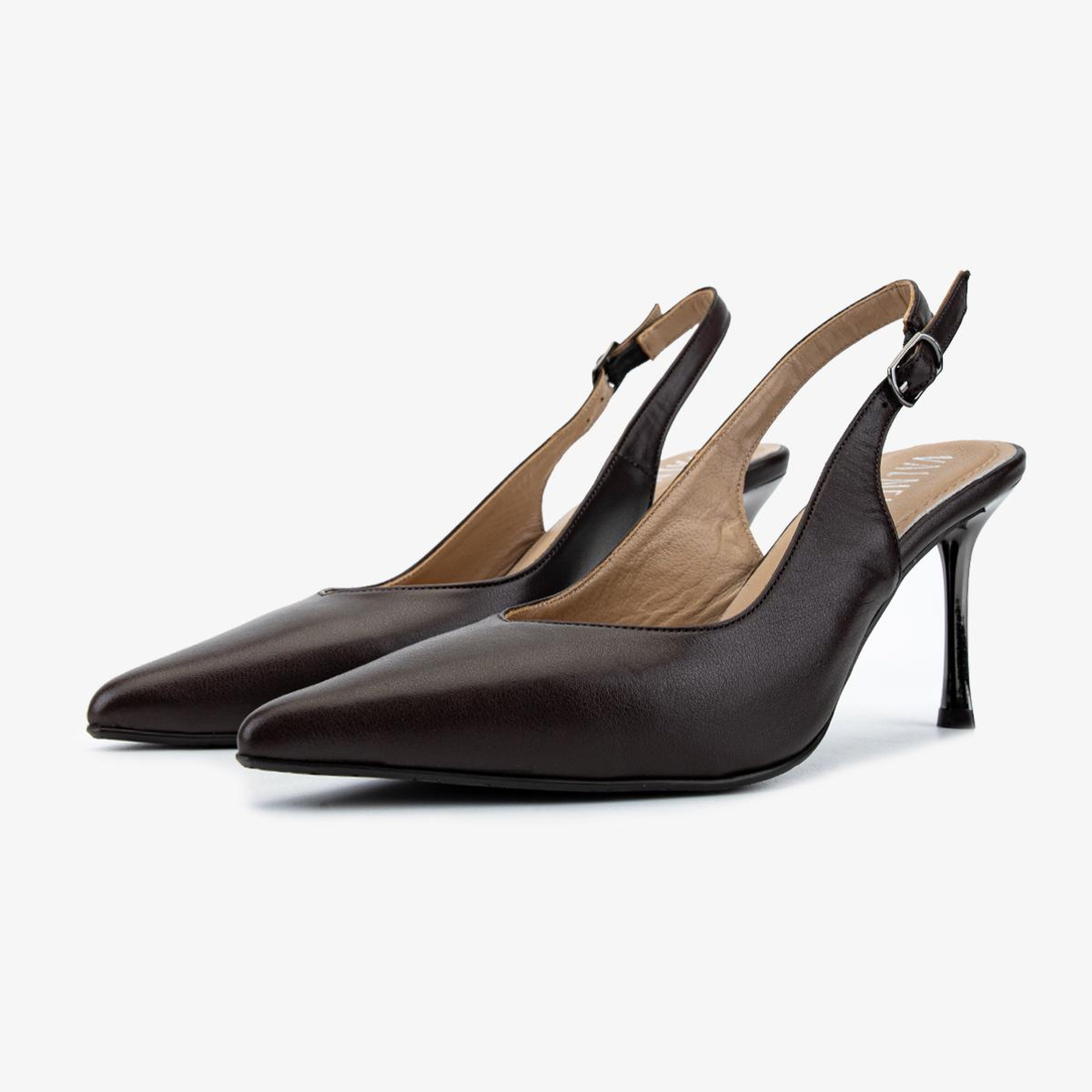 Valmenti Kadın Hakiki Deri Kahverengi Slingback Ayakkabı