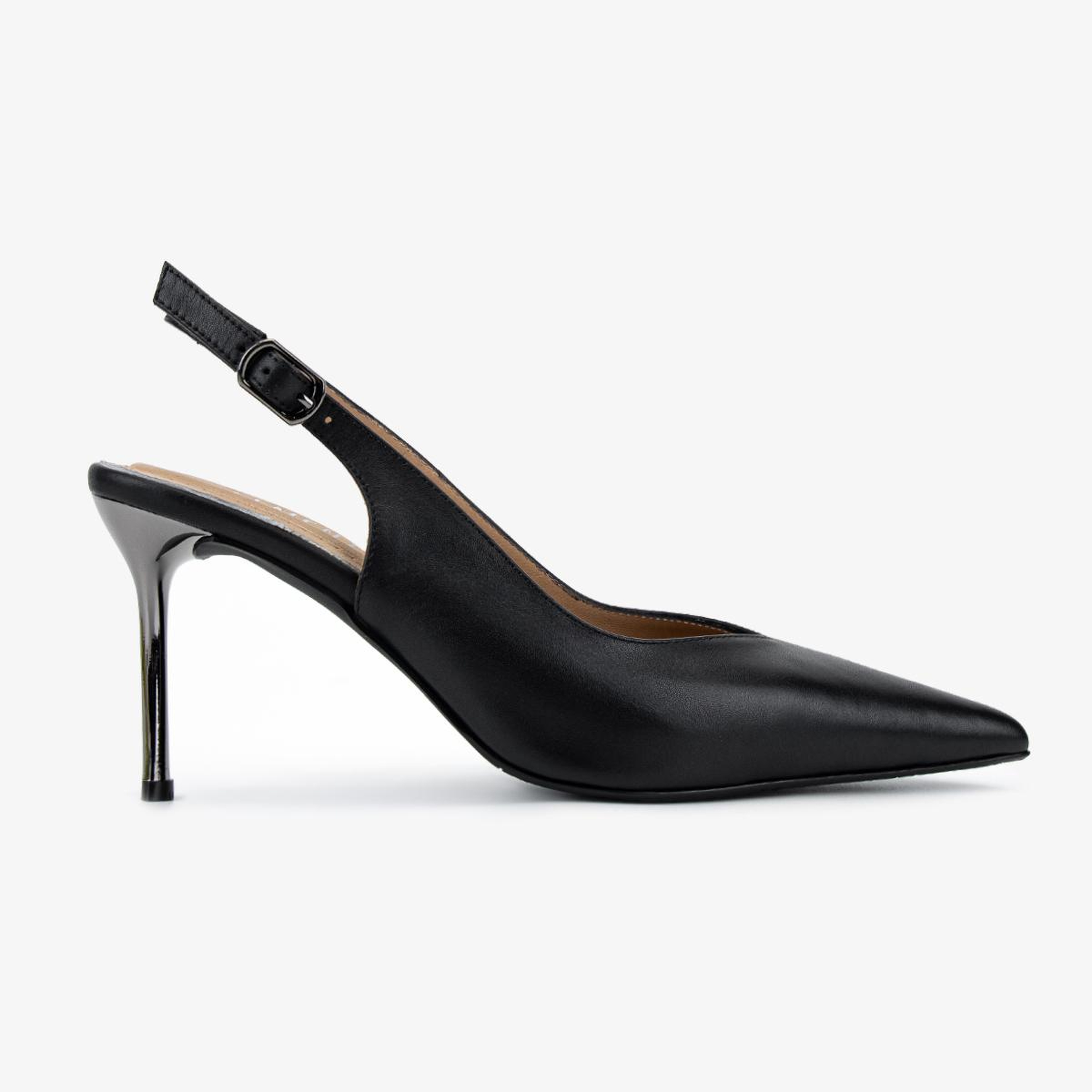 Valmenti Kadın Hakiki Deri Siyah Slingback Ayakkabı