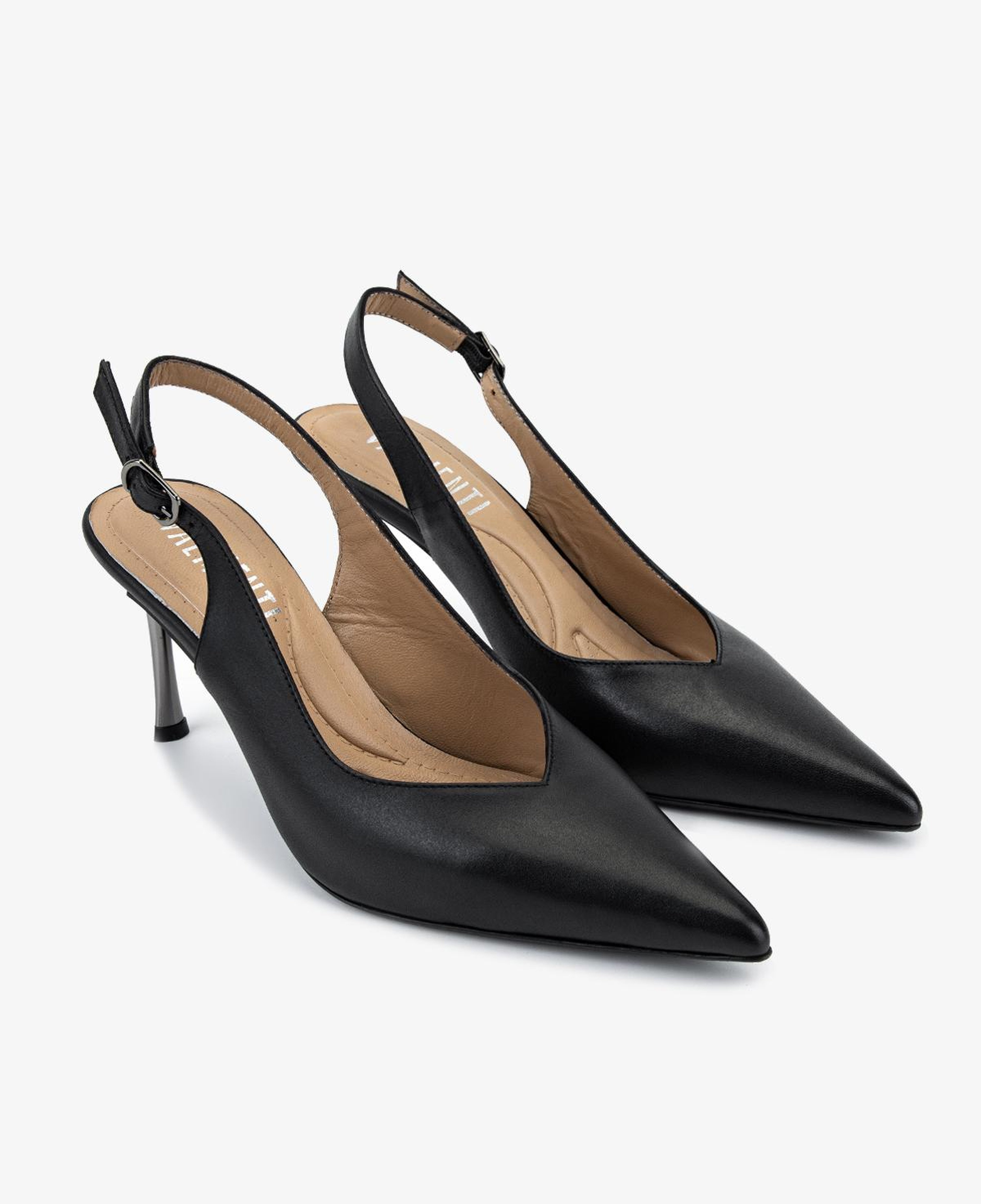 Valmenti Kadın Hakiki Deri Siyah Slingback Ayakkabı