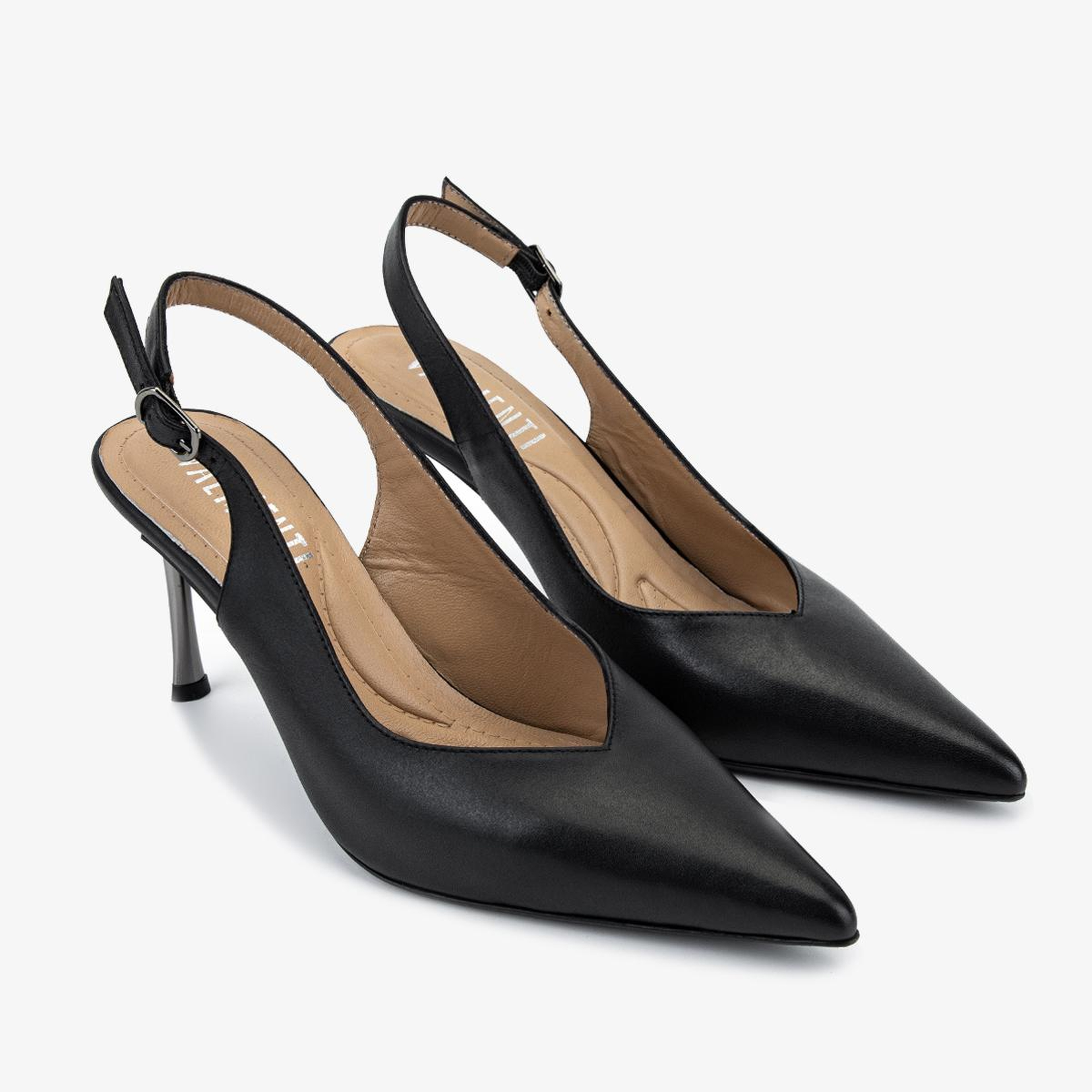 Valmenti Kadın Hakiki Deri Siyah Slingback Ayakkabı