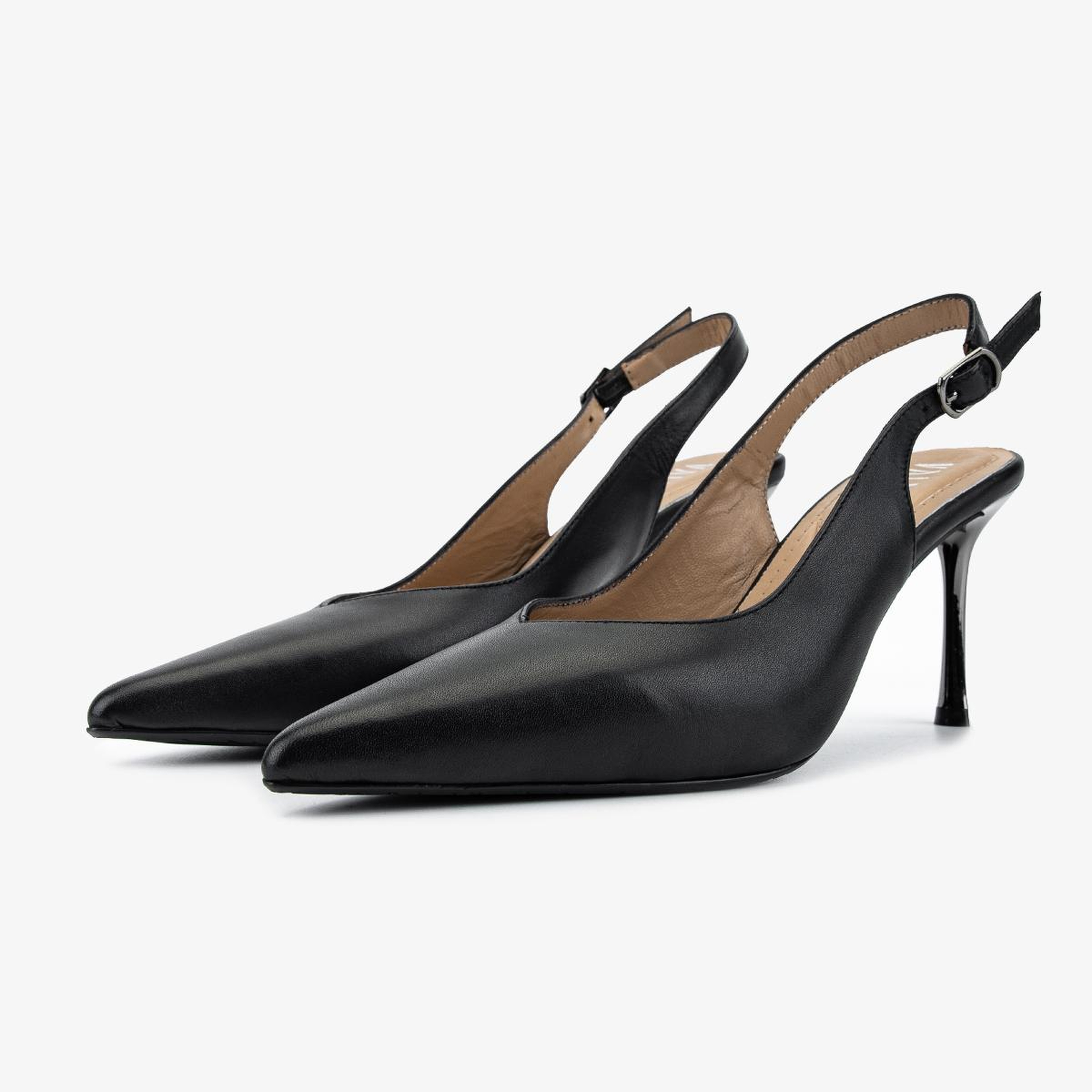 Valmenti Kadın Hakiki Deri Siyah Slingback Ayakkabı