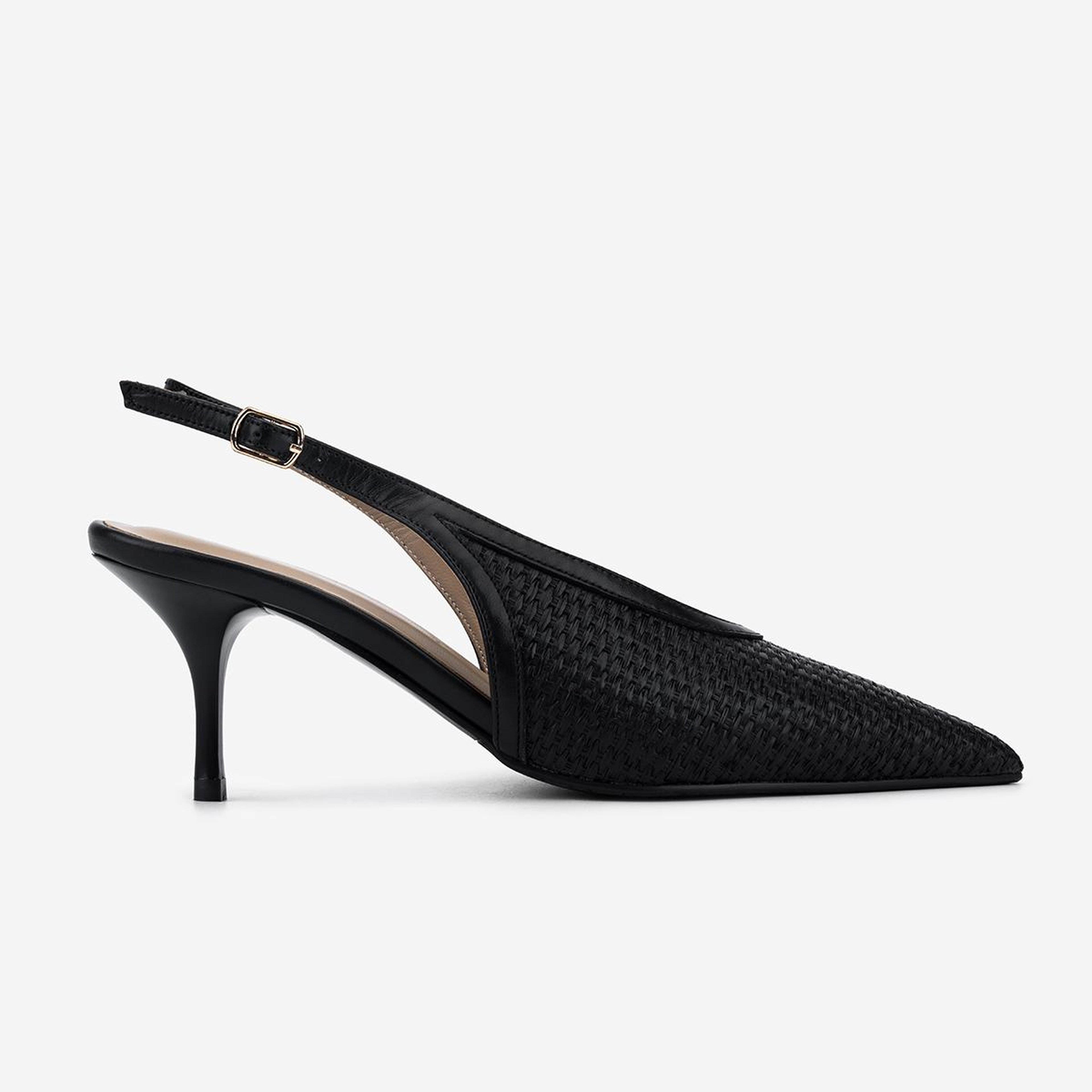 Valmenti Kadın Deri & Tekstil Siyah Slingback Ayakkabı