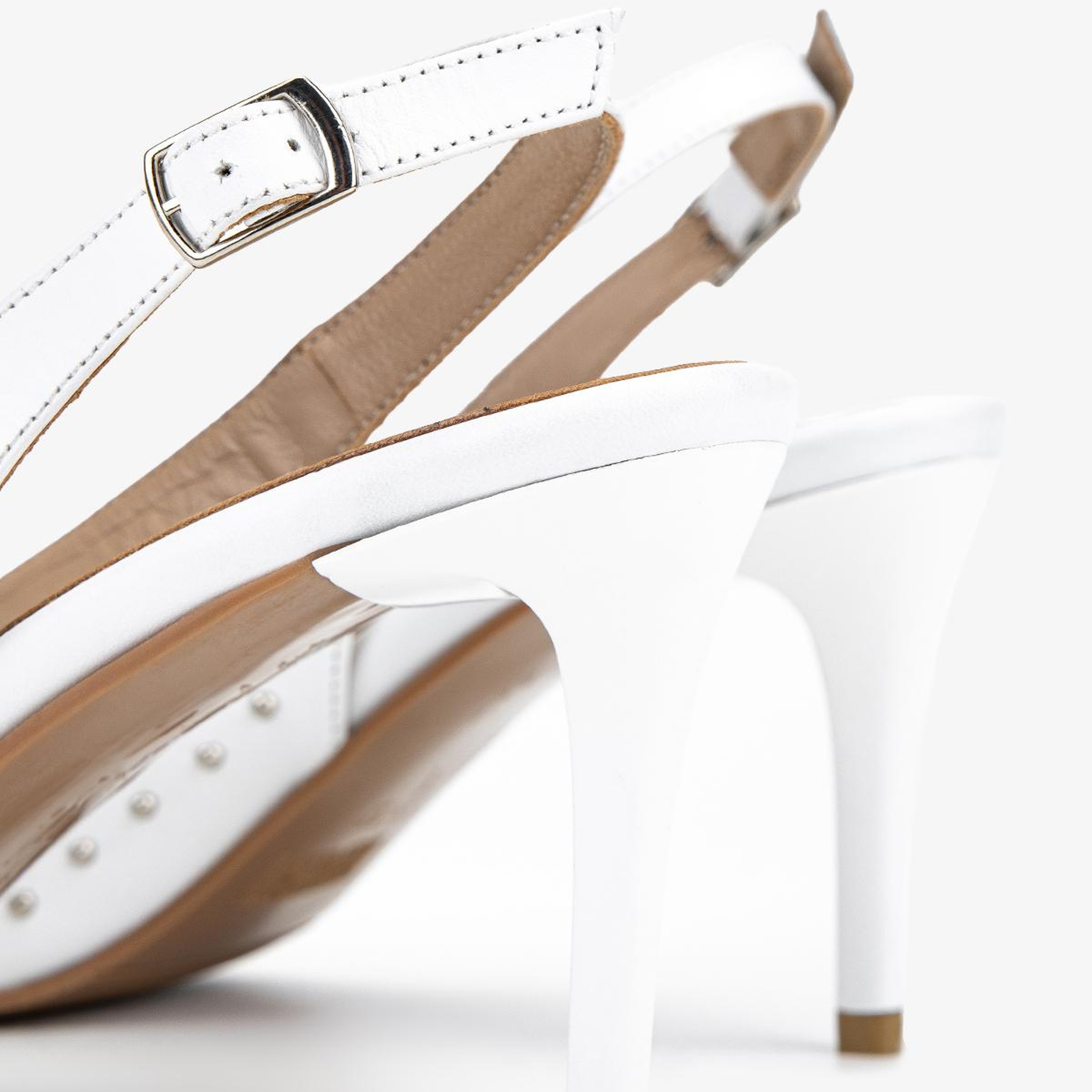Valmenti Kadın Hakiki Deri Beyaz Slingback Ayakkabı
