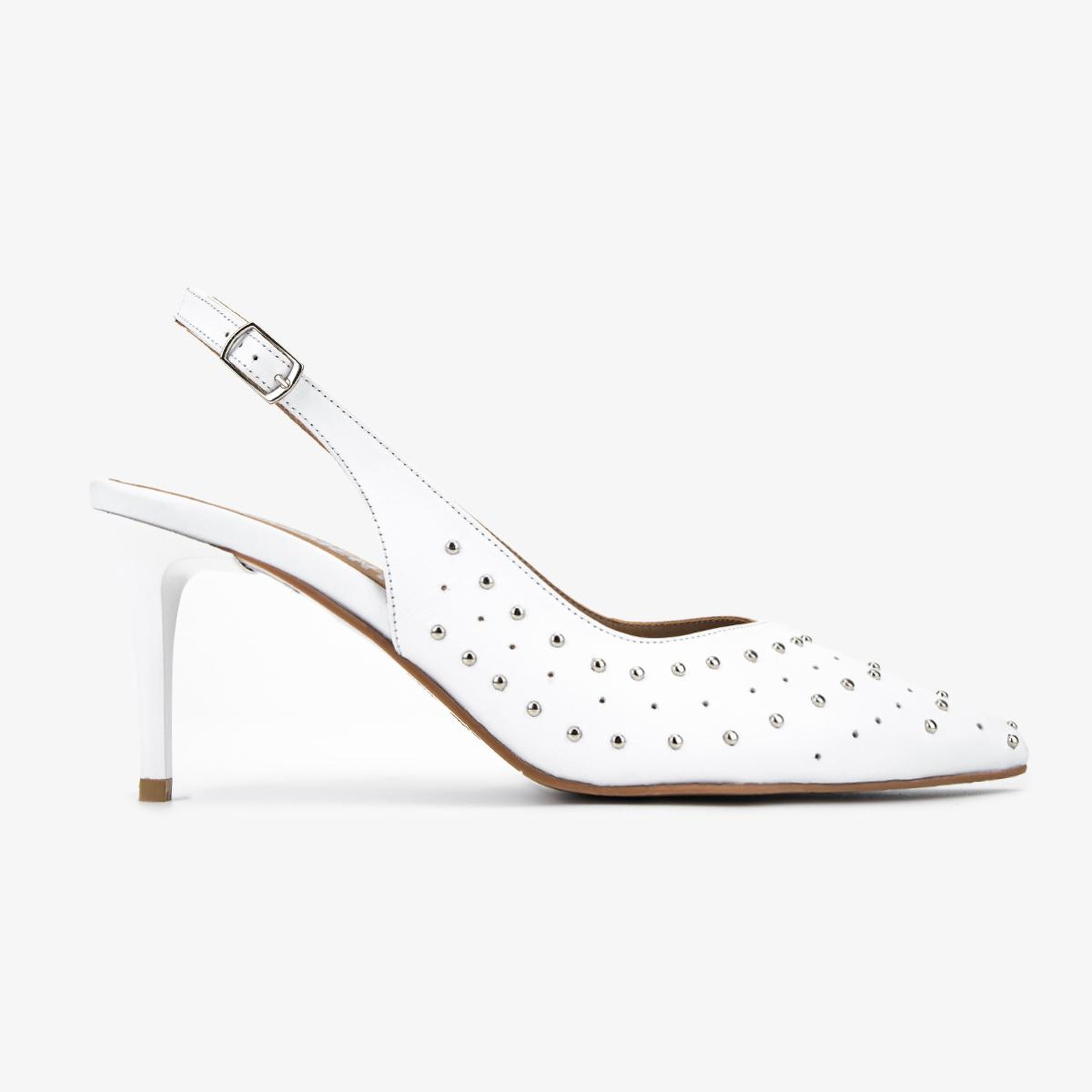 Valmenti Kadın Hakiki Deri Beyaz Slingback Ayakkabı