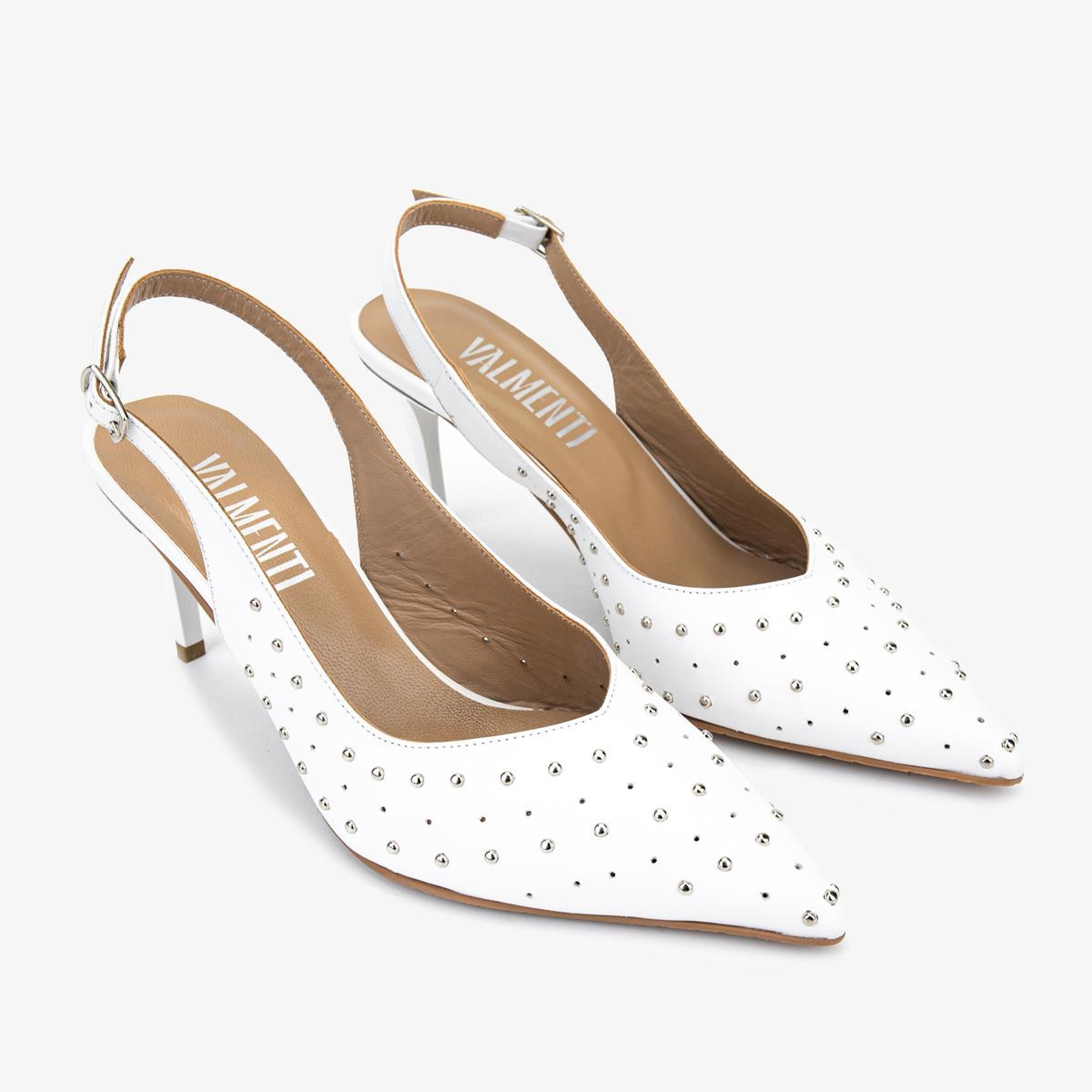 Valmenti Kadın Hakiki Deri Beyaz Slingback Ayakkabı