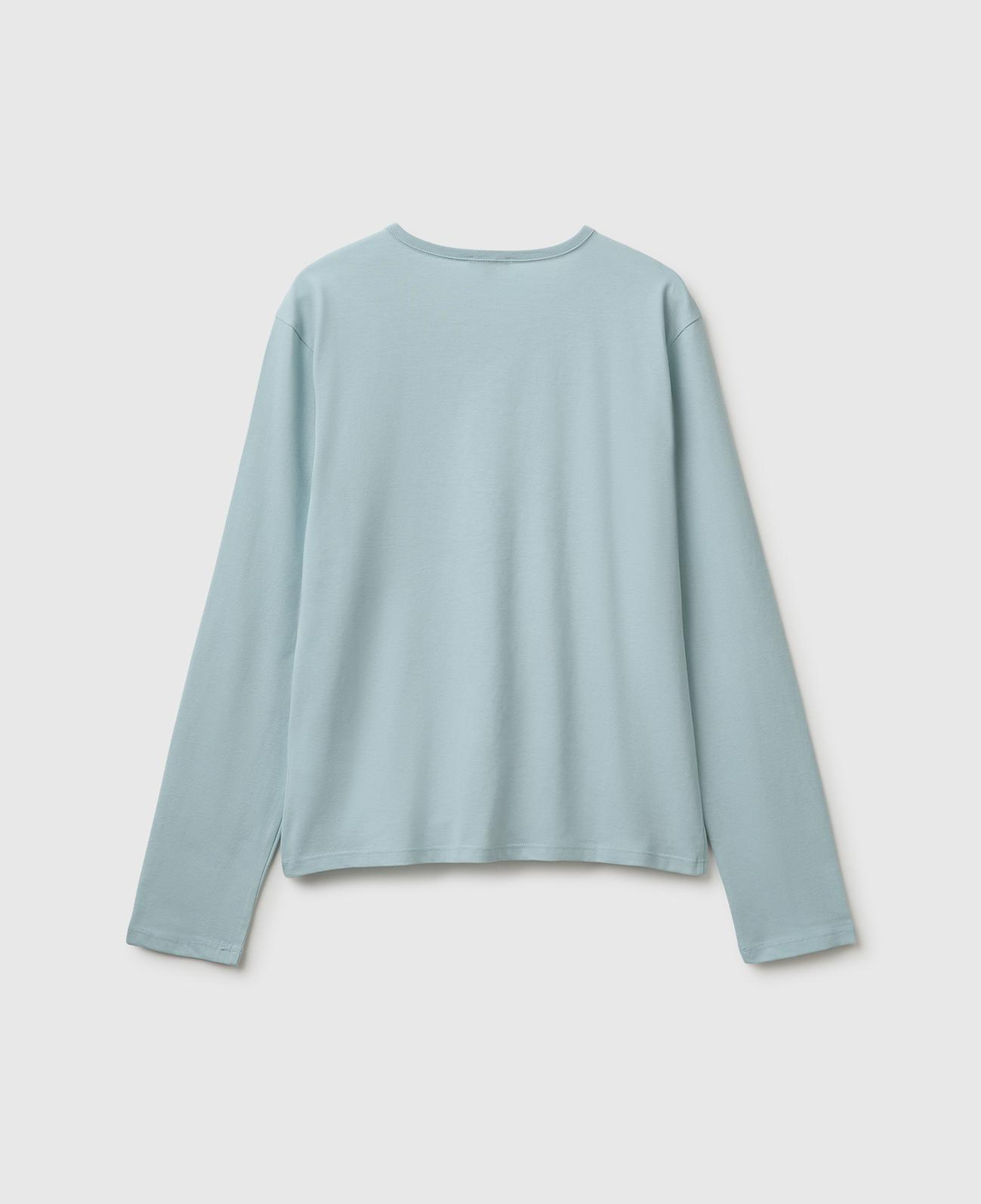 Kız Çocuk Su Yeşili Uzun Kollu Önü Baskılı Bisiklet Yaka T-Shirt