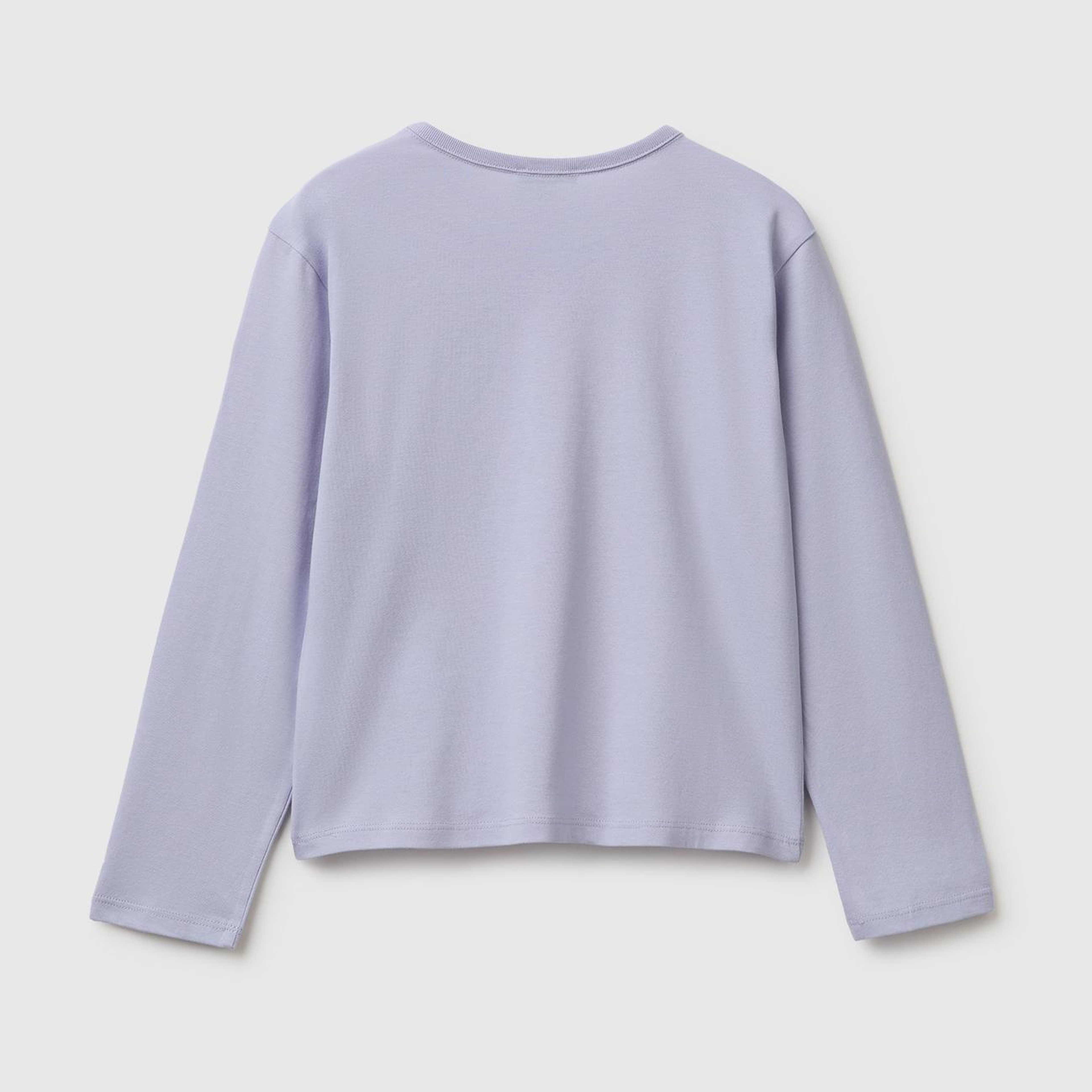 Kız Çocuk Lila Uzun Kollu Önü Baskılı Bisiklet Yaka T-Shirt