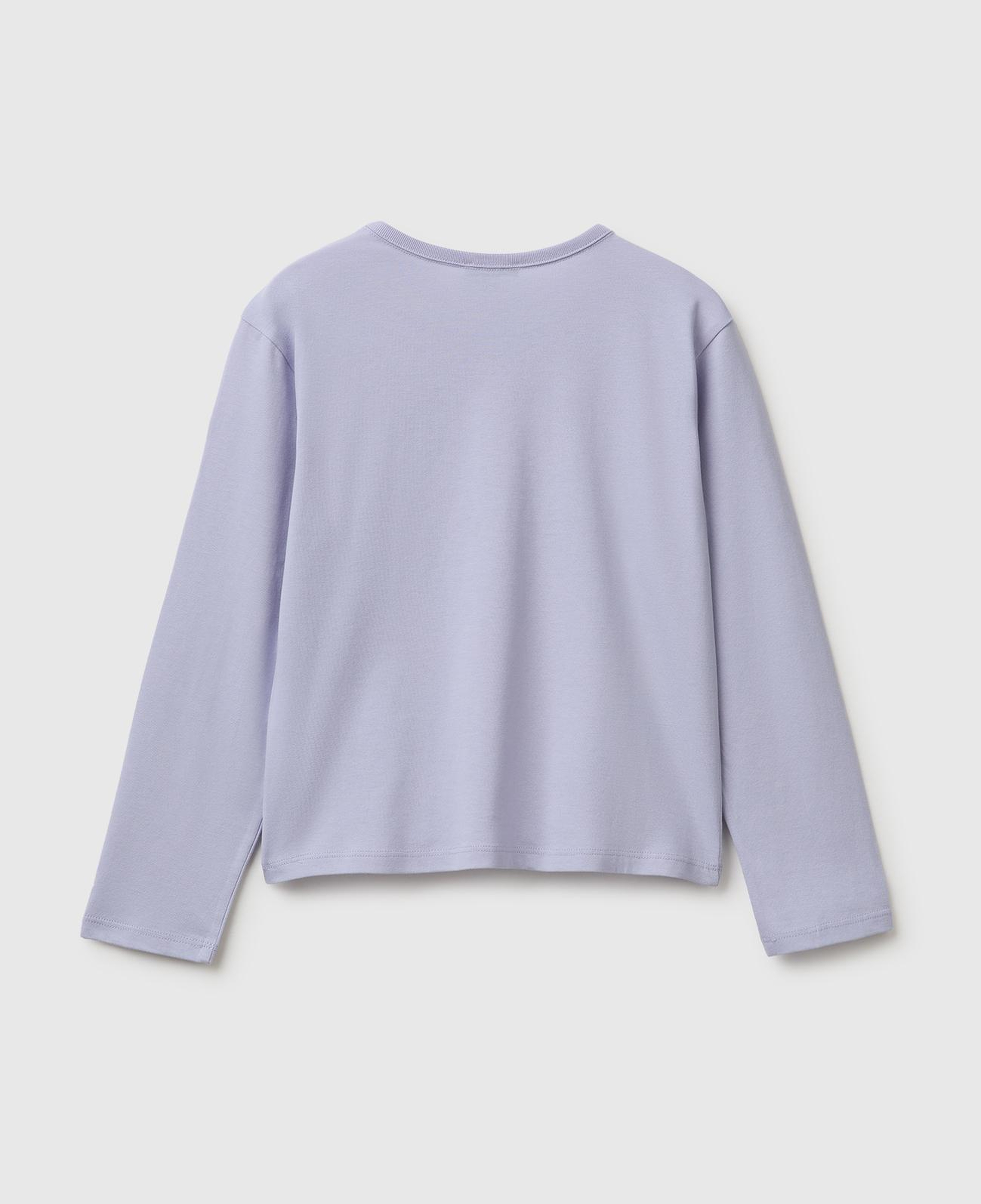 Kız Çocuk Lila Uzun Kollu Önü Baskılı Bisiklet Yaka T-Shirt