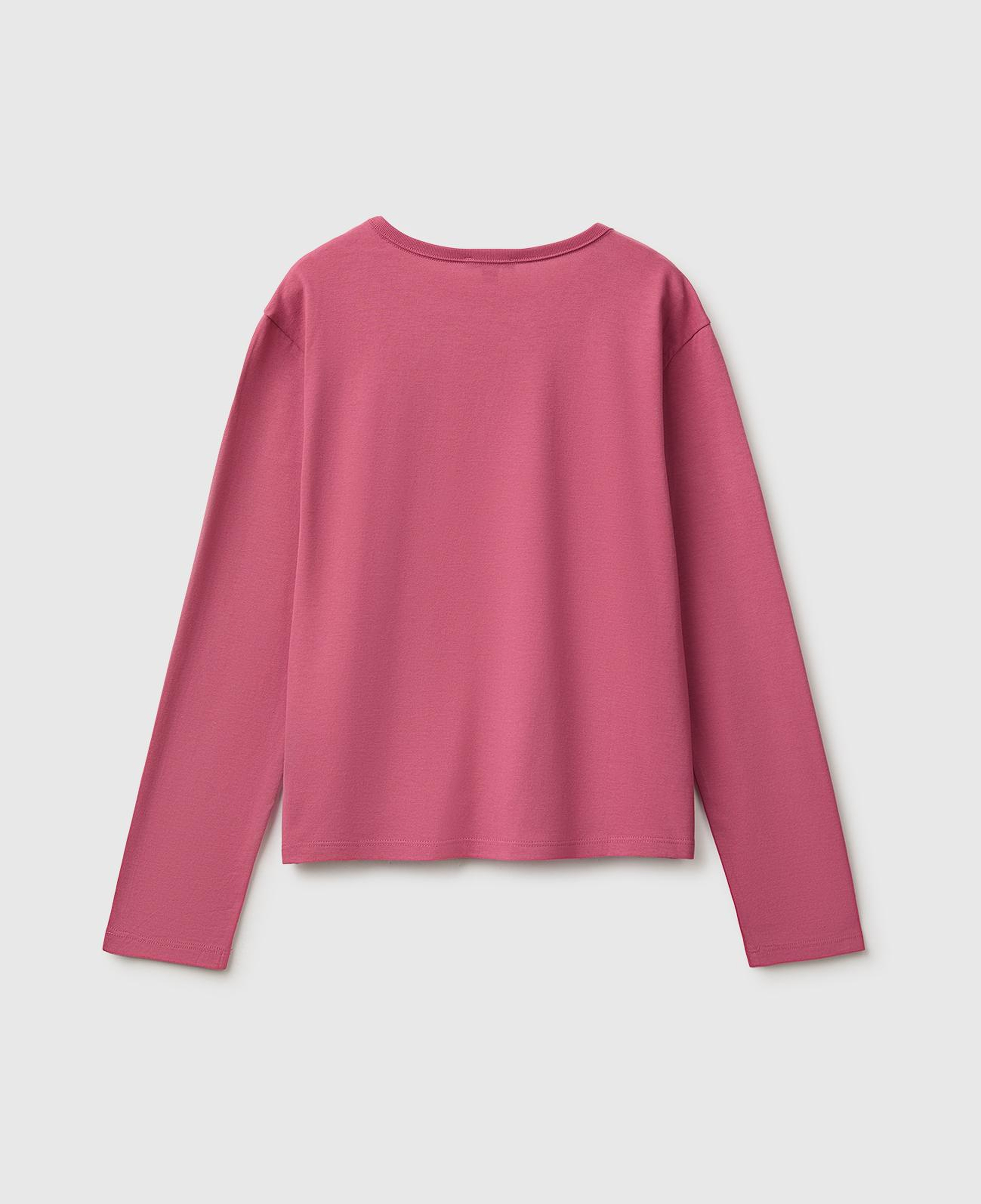 Kız Çocuk Fuşya Uzun Kollu Önü Baskılı Bisiklet Yaka T-Shirt