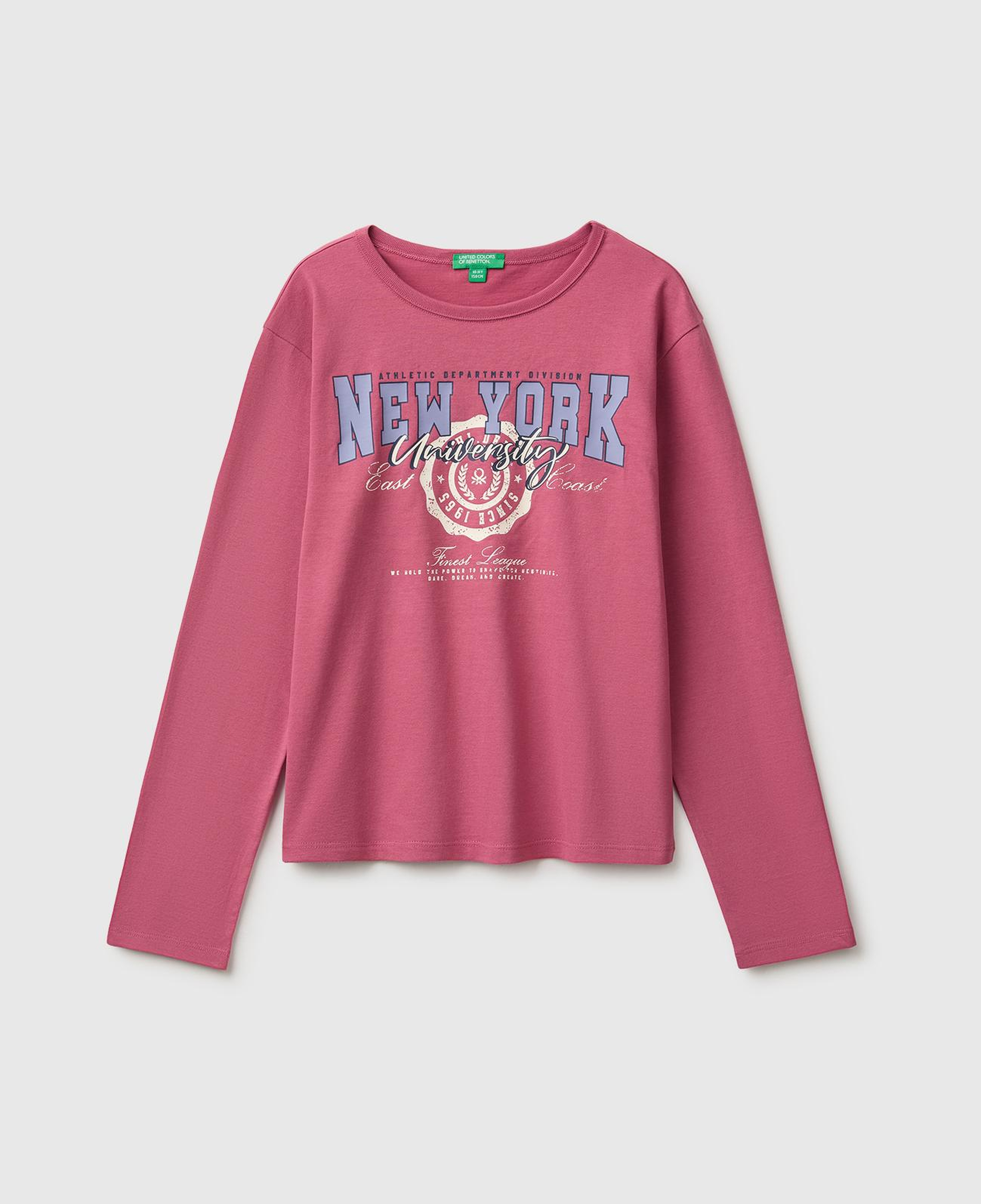 Kız Çocuk Fuşya Uzun Kollu Önü Baskılı Bisiklet Yaka T-Shirt