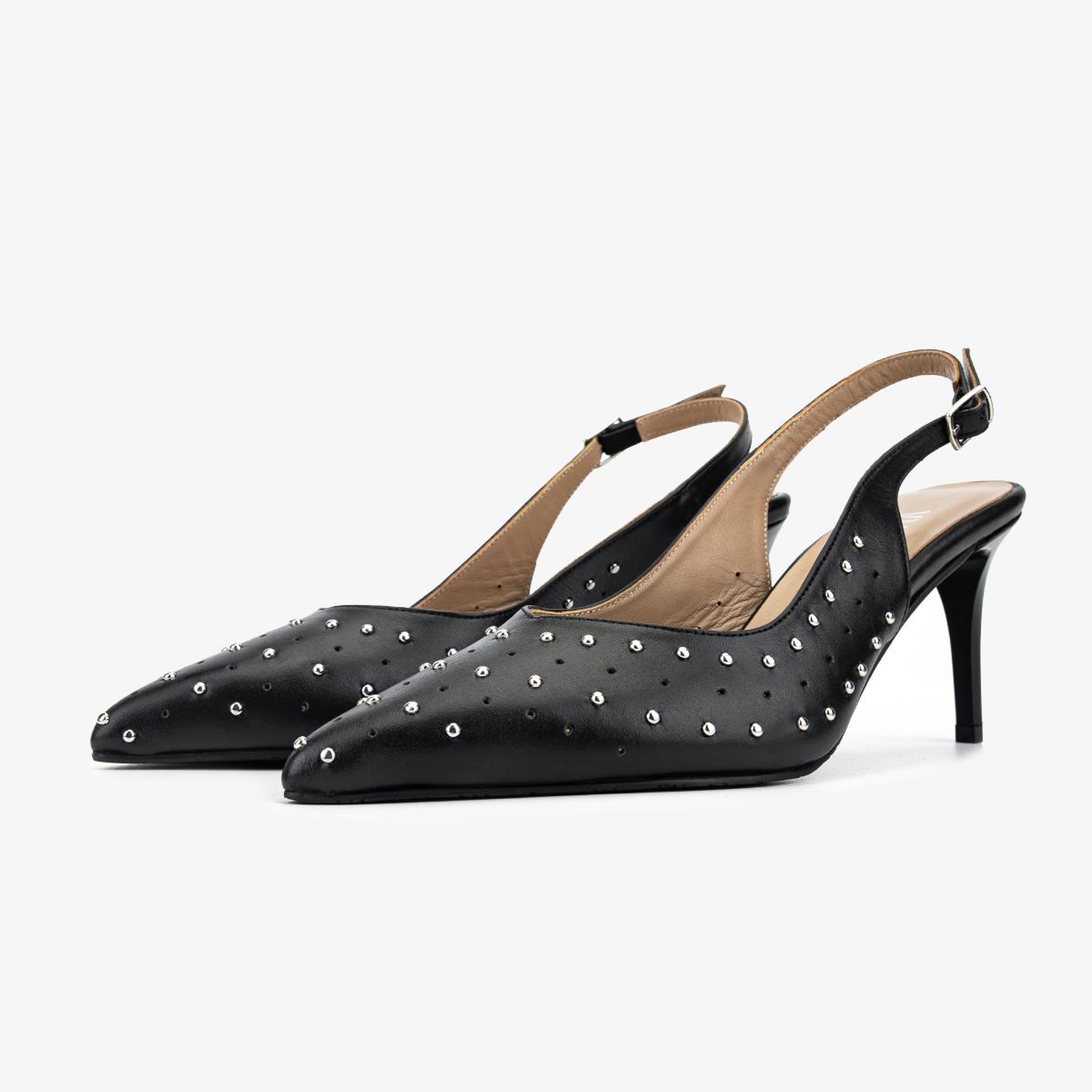 Valmenti Kadın Hakiki Deri Siyah Slingback Ayakkabı