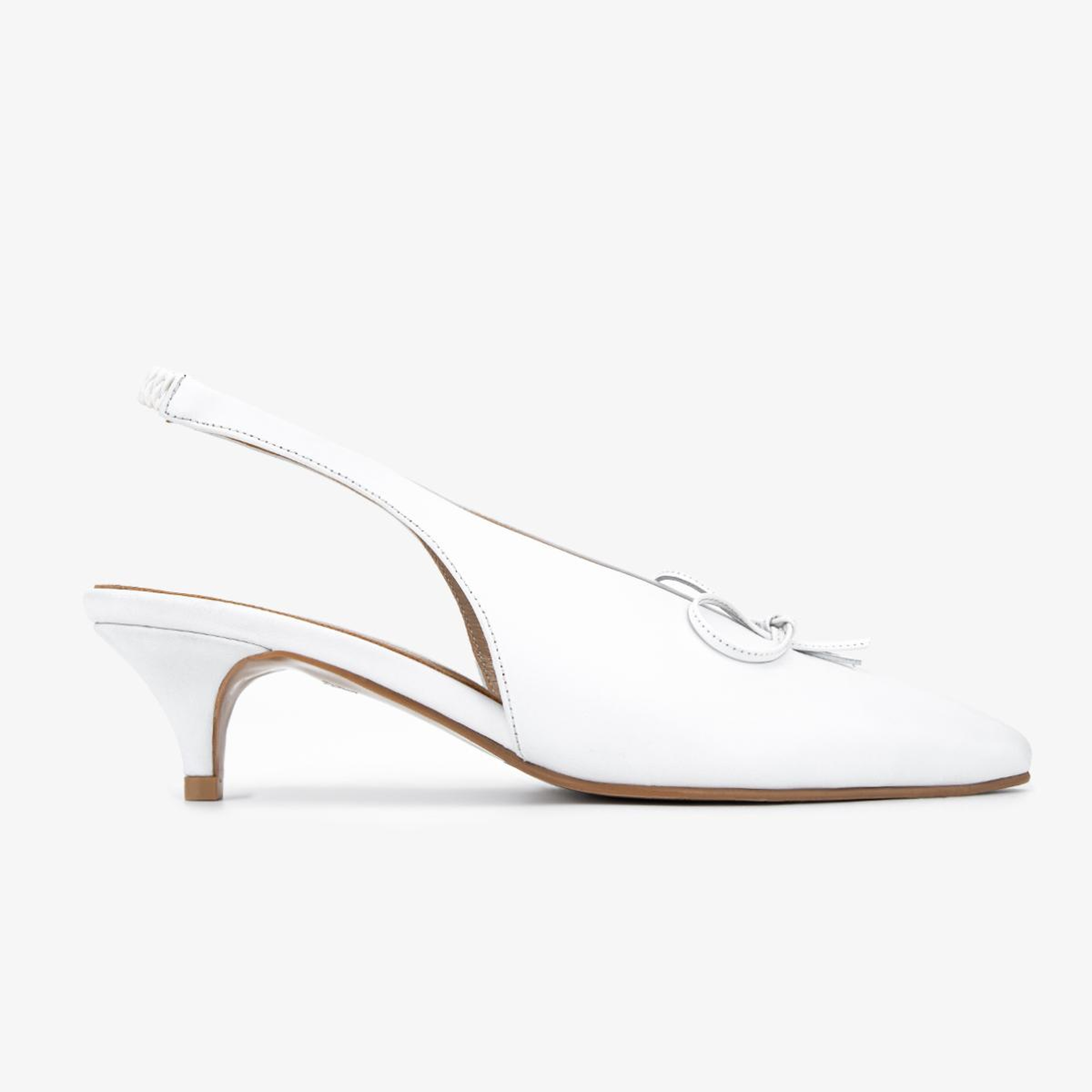 Valmenti Kadın Hakiki Deri Beyaz Slingback Ayakkabı