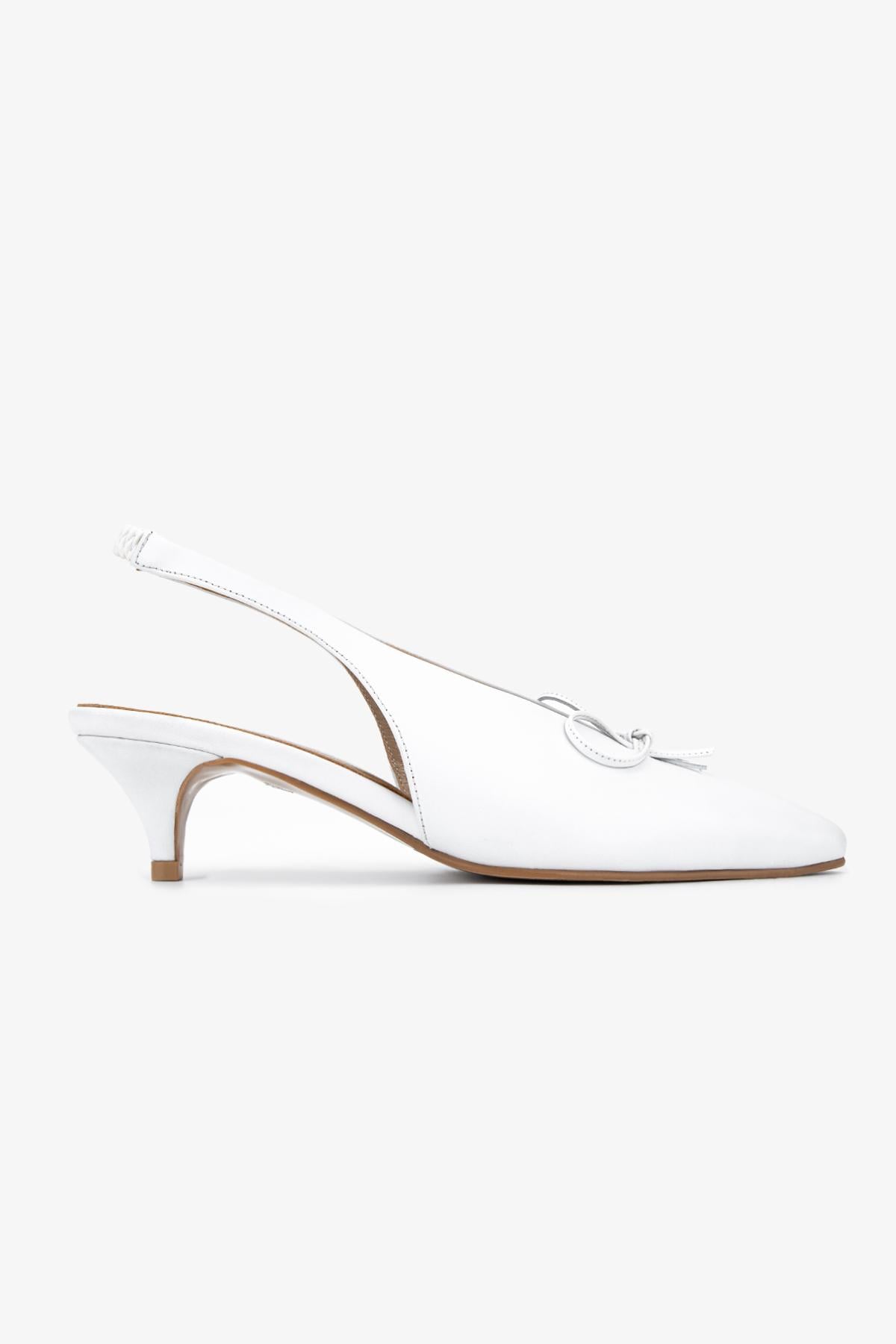 Valmenti Kadın Hakiki Deri Beyaz Slingback Ayakkabı