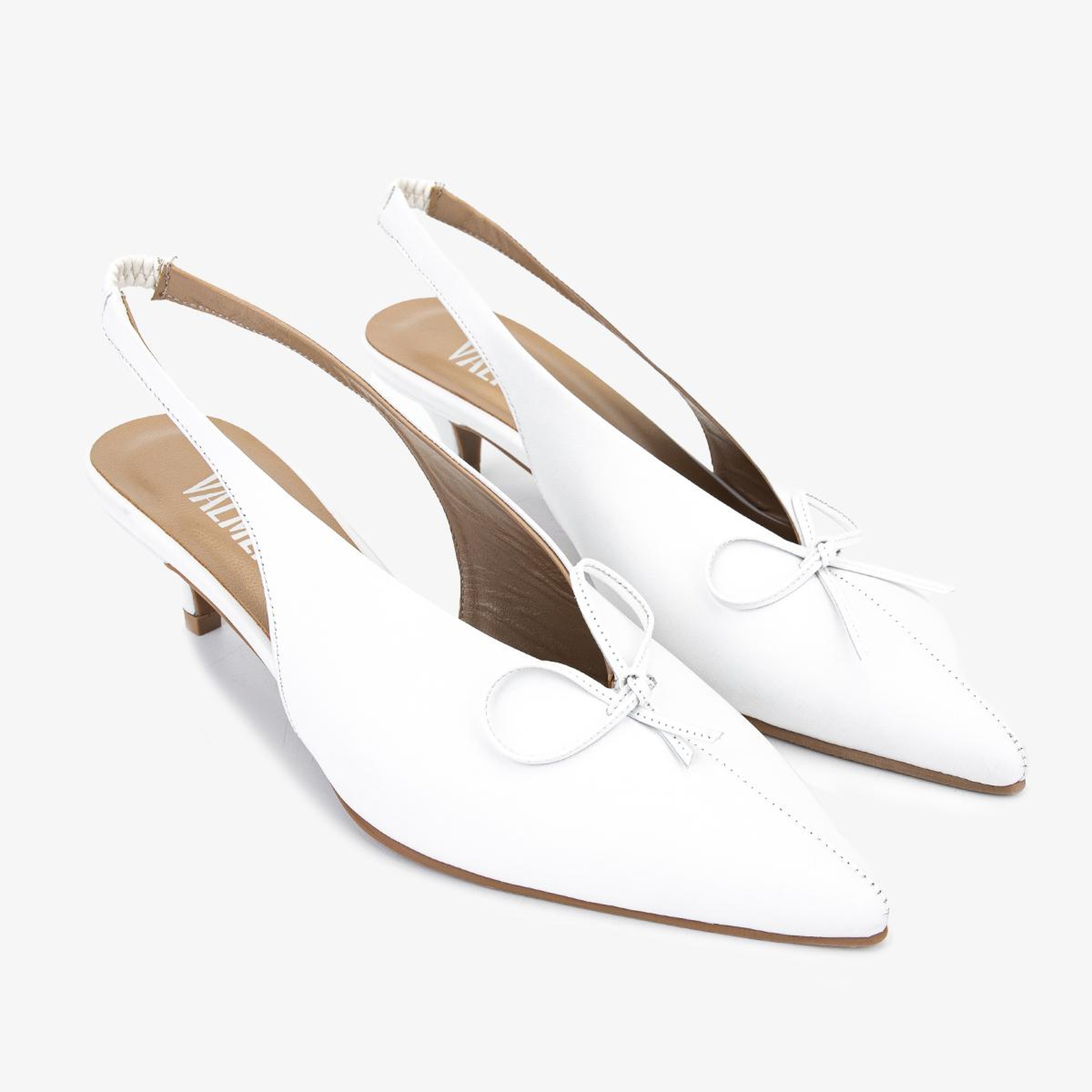 Valmenti Kadın Hakiki Deri Beyaz Slingback Ayakkabı