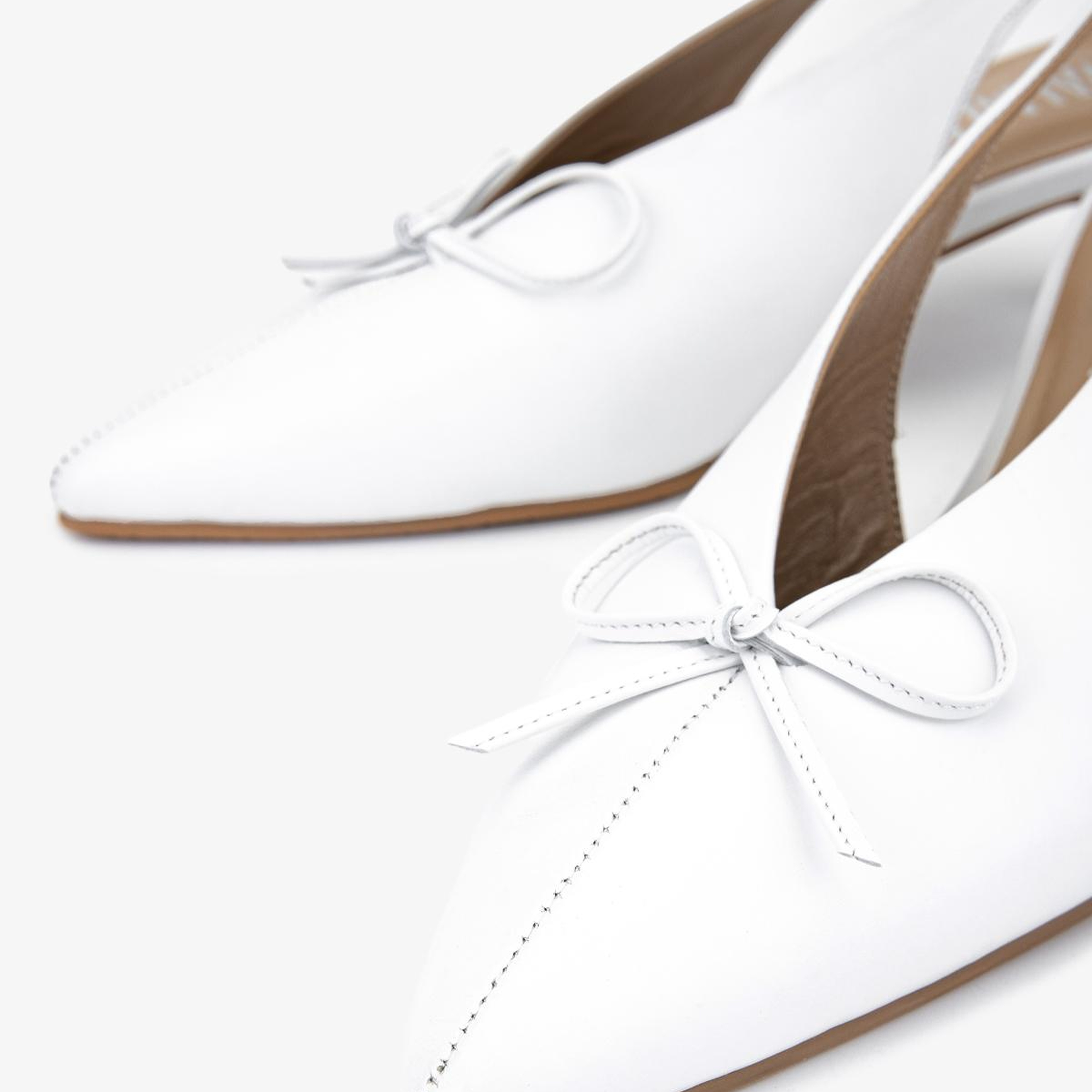 Valmenti Kadın Hakiki Deri Beyaz Slingback Ayakkabı
