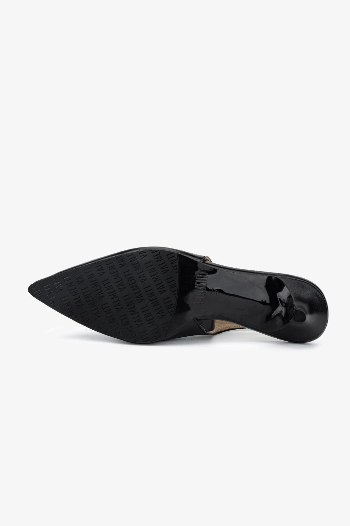 Valmenti Kadın Hakiki Deri Siyah Slingback Ayakkabı