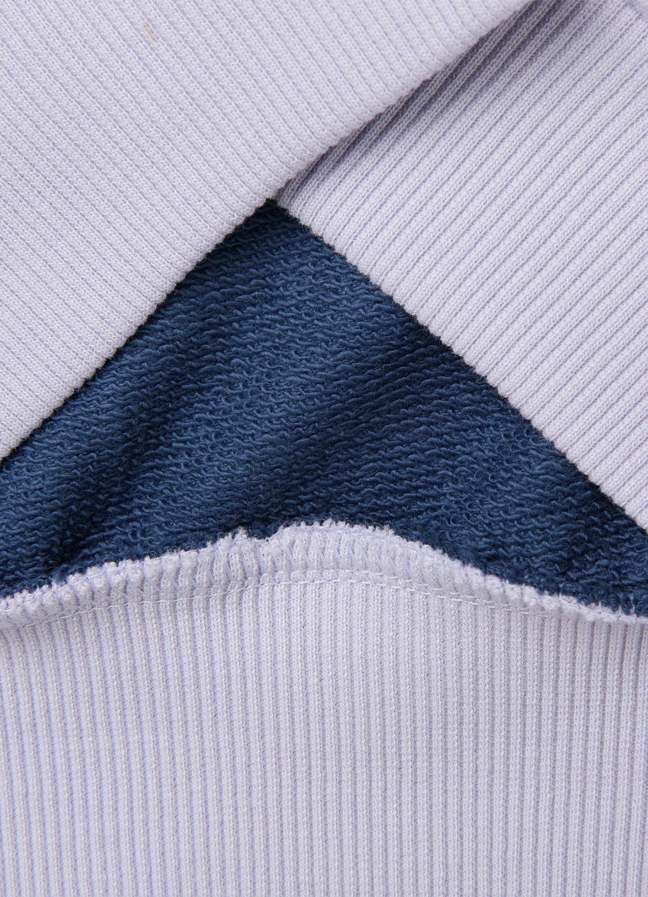 Kız Çocuk Lila İşlemeli Renk Bloklu Reglan Kollu Bisiklet Yaka Sweatshirt
