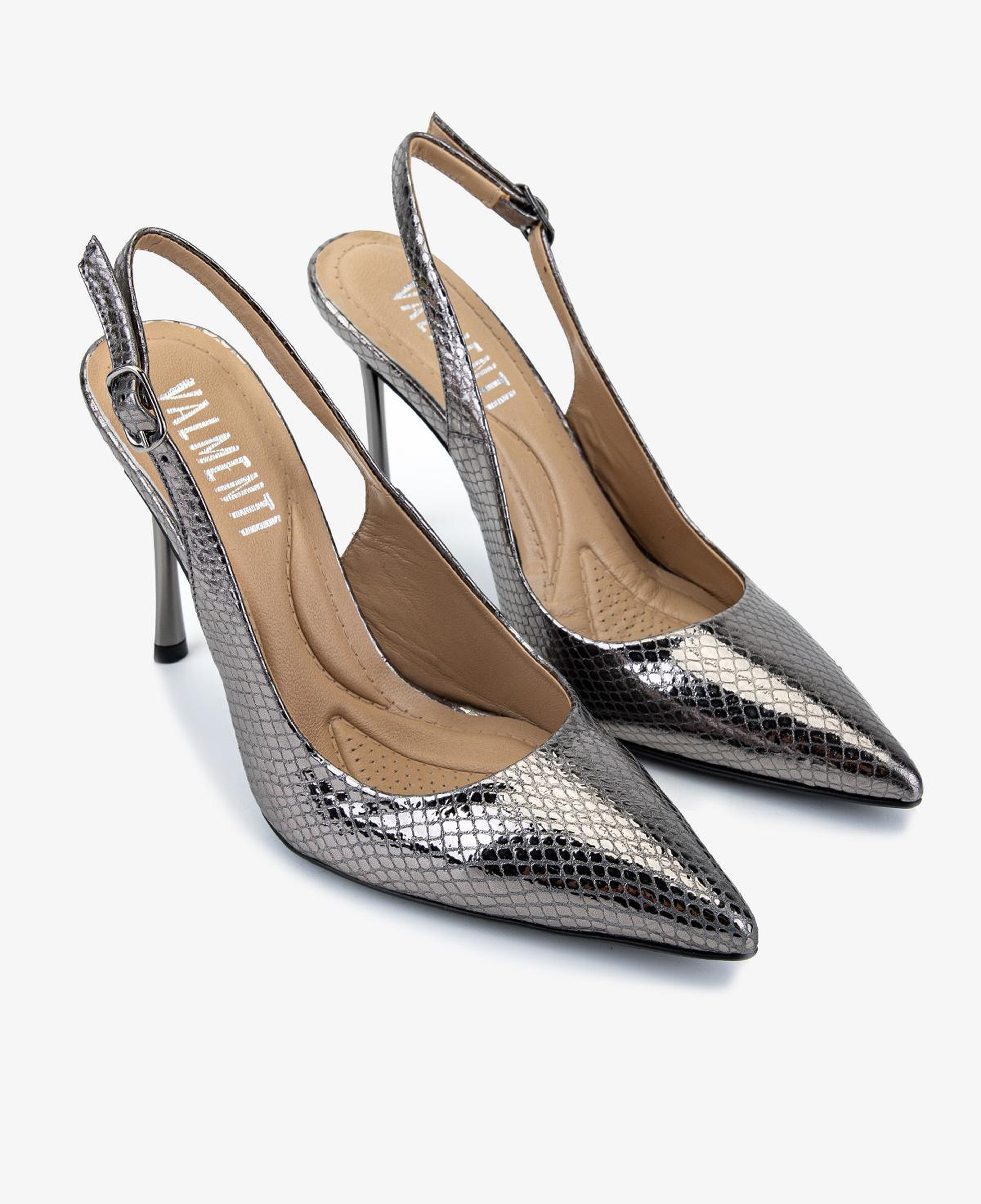 Valmenti Kadın Hakiki Deri Antrasit Slingback Ayakkabı