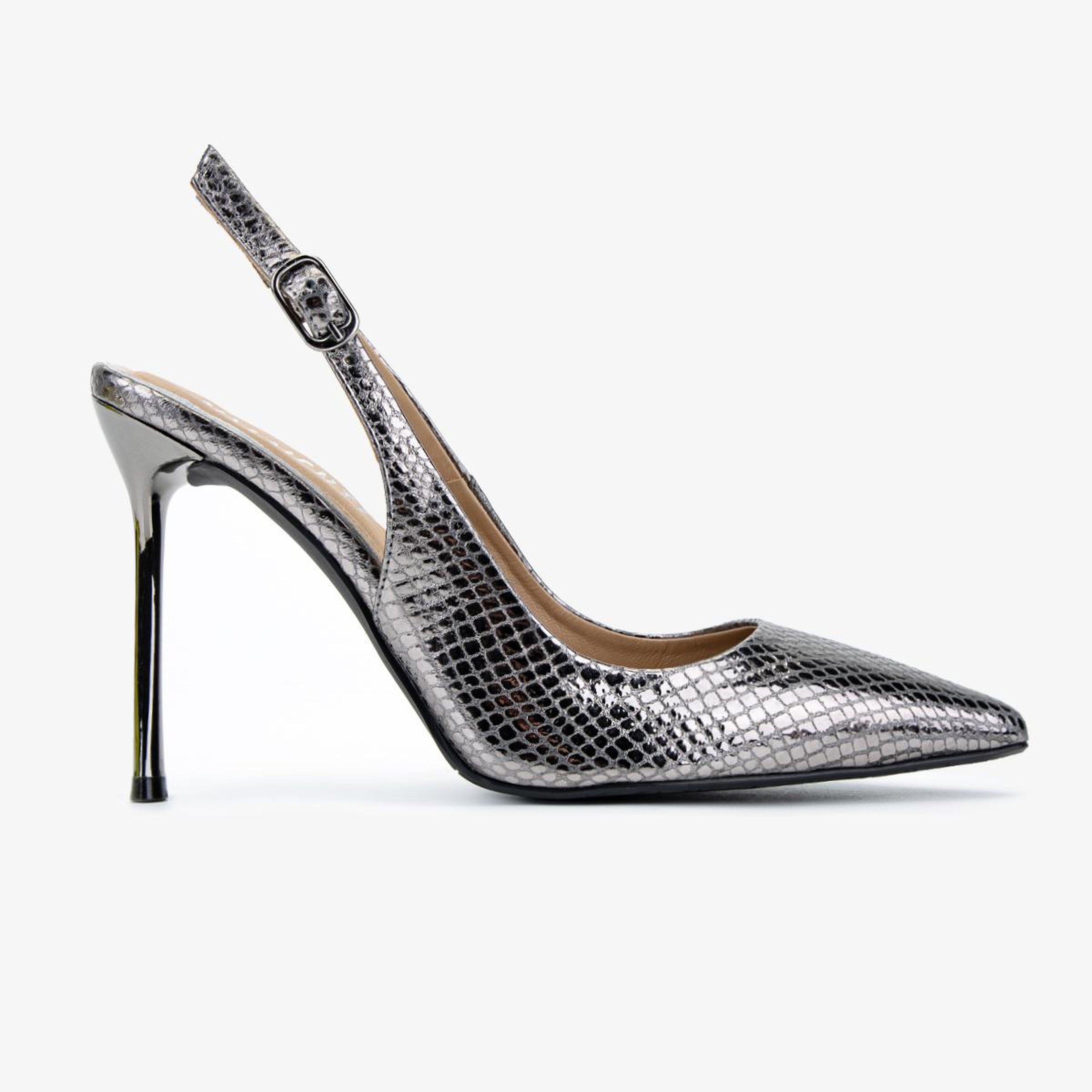 Valmenti Kadın Hakiki Deri Antrasit Slingback Ayakkabı