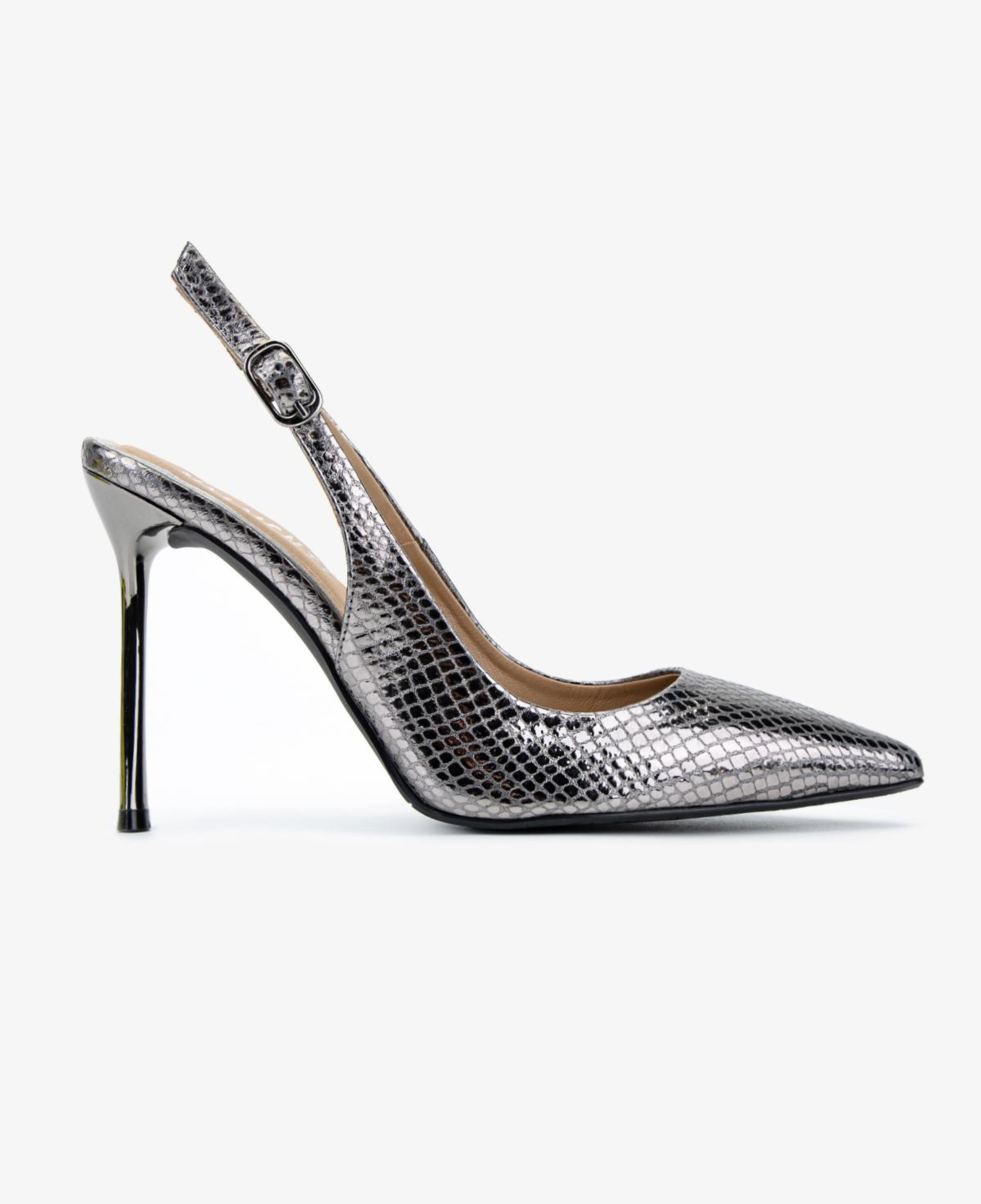 Valmenti Kadın Hakiki Deri Antrasit Slingback Ayakkabı