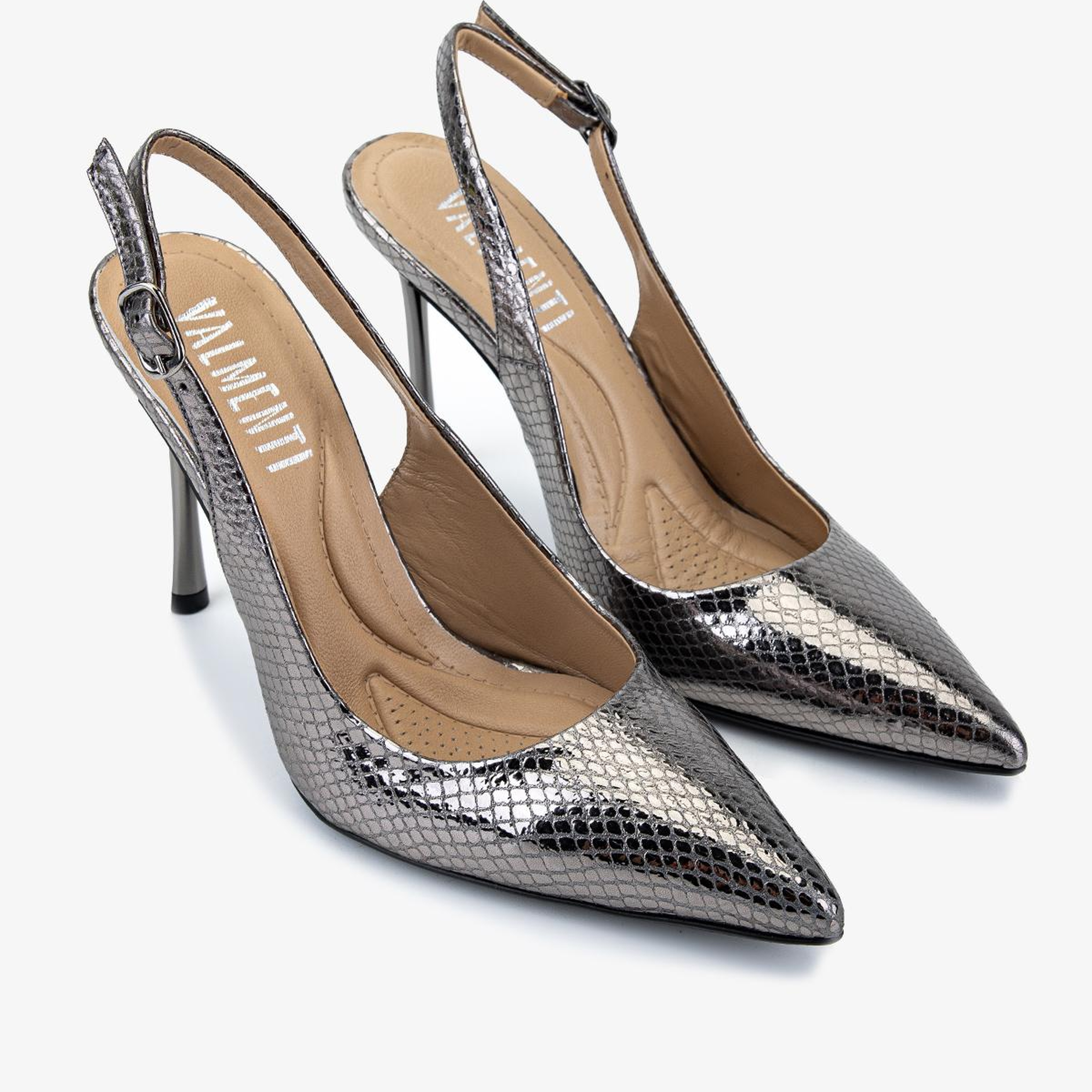Valmenti Kadın Hakiki Deri Antrasit Slingback Ayakkabı