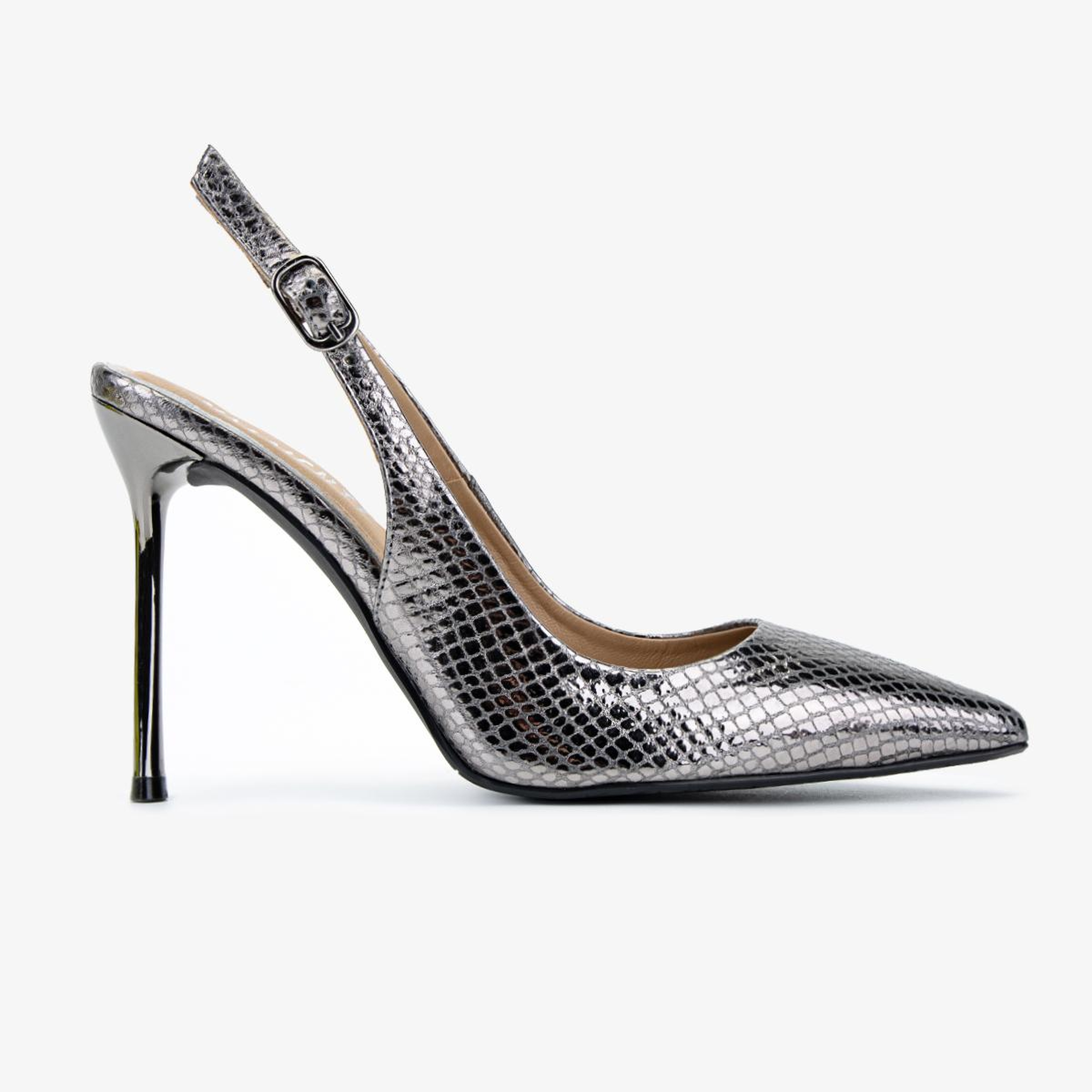 Valmenti Kadın Hakiki Deri Antrasit Slingback Ayakkabı