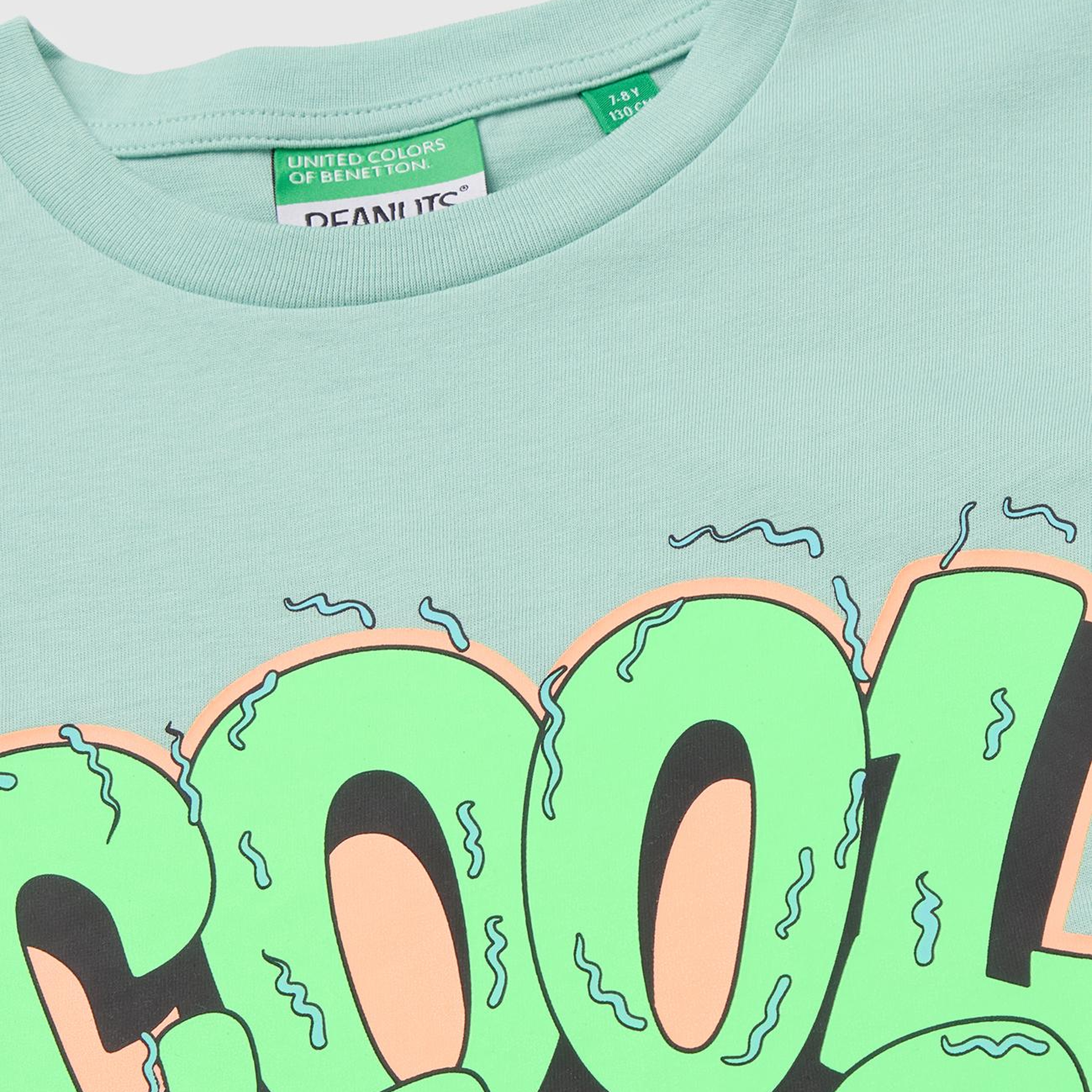 Erkek Çocuk Açık Yeşil Önü Snoopy Baskılı Oversize Uzun Kollu Tişört