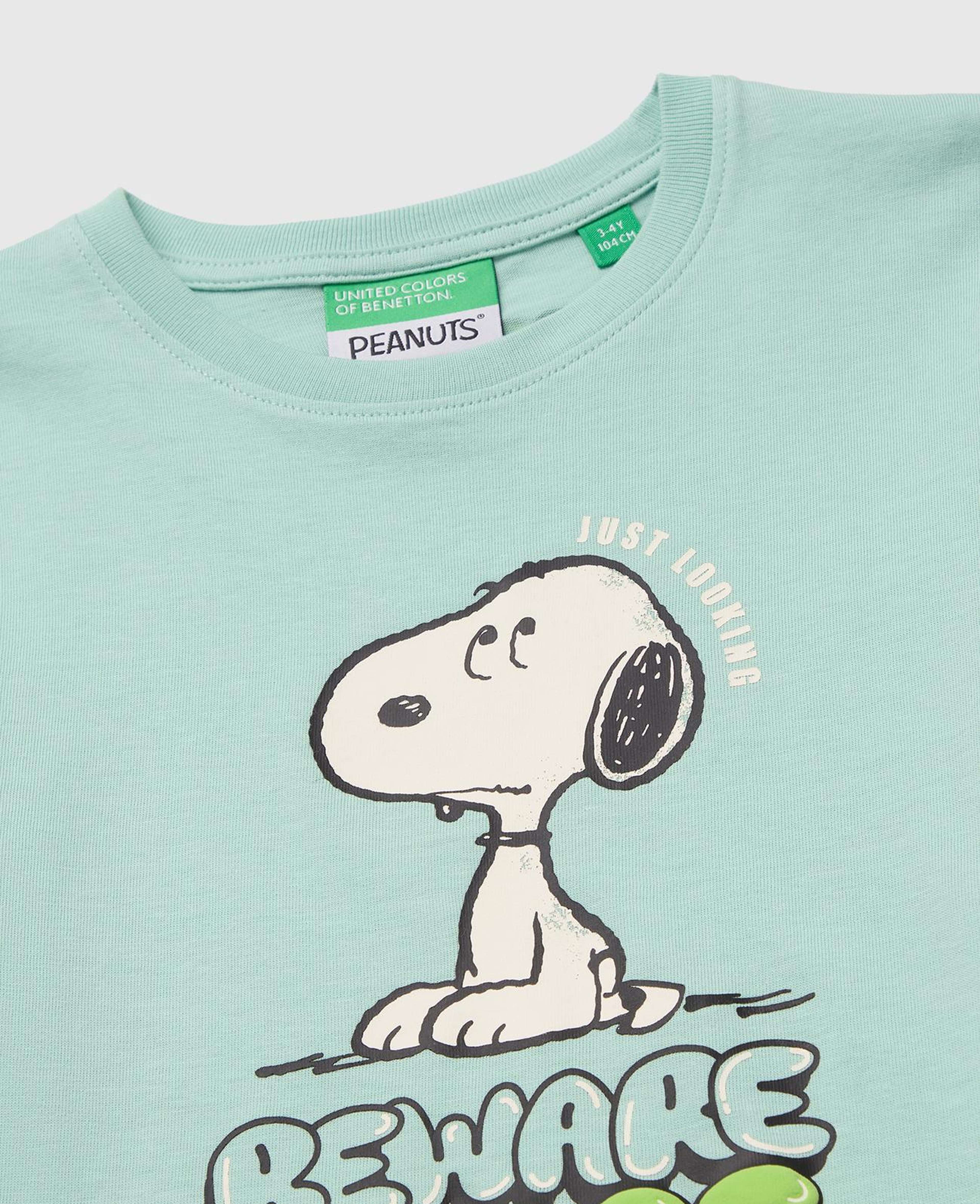 Erkek Çocuk Açık Yeşil Önü Snoopy Baskılı Uzun Kollu Tişört