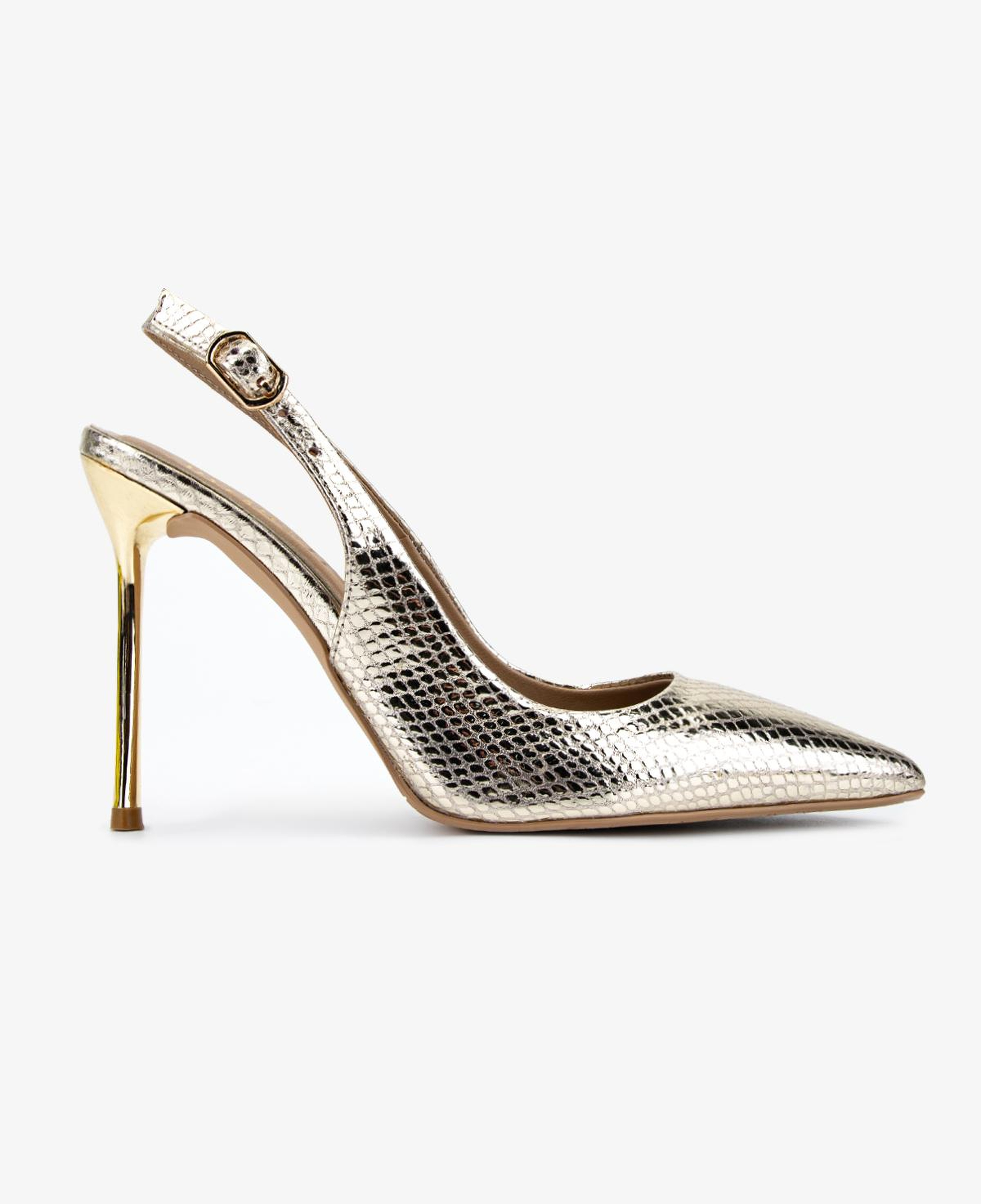 Valmenti Kadın Hakiki Deri Gold Slingback Ayakkabı