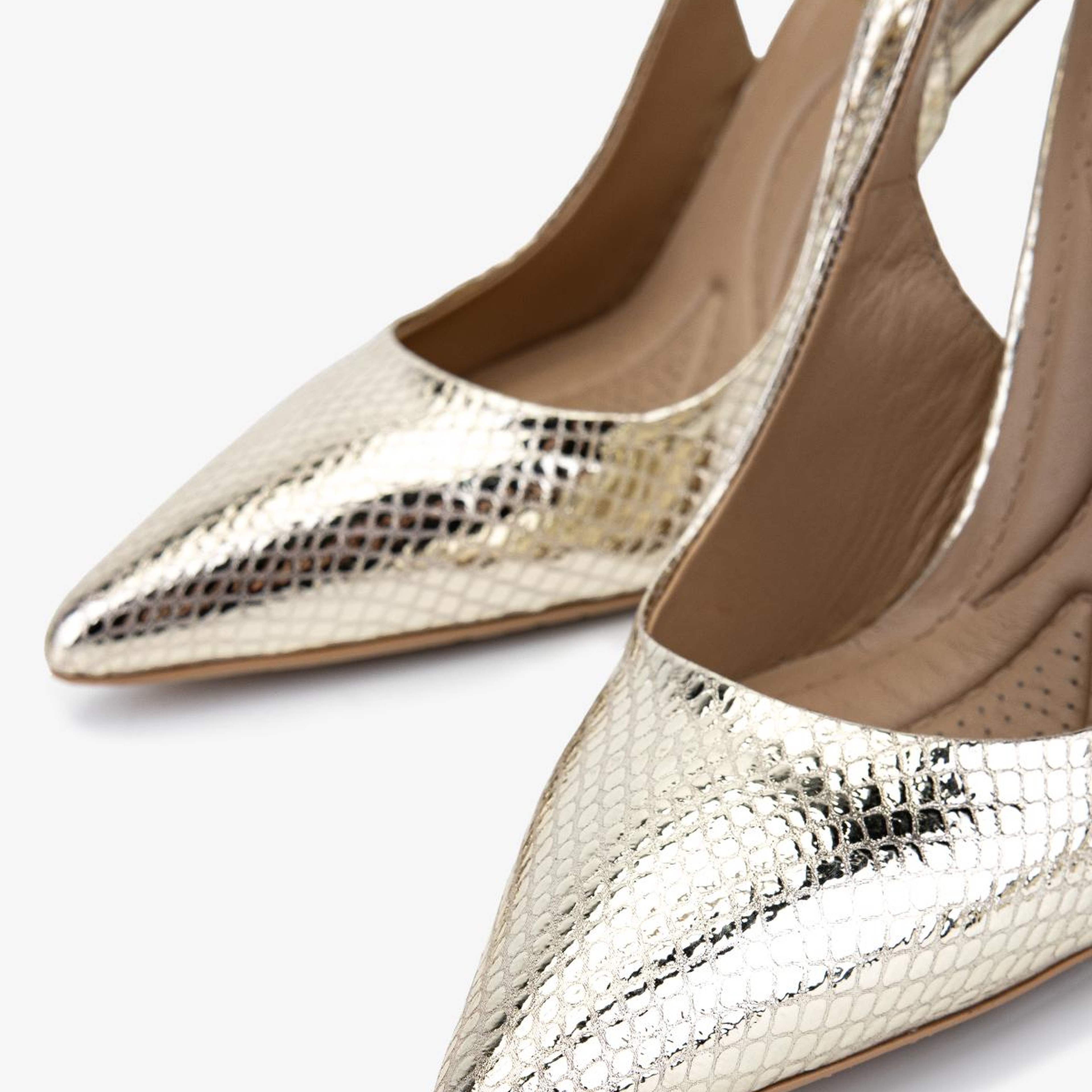 Valmenti Kadın Hakiki Deri Gold Slingback Ayakkabı