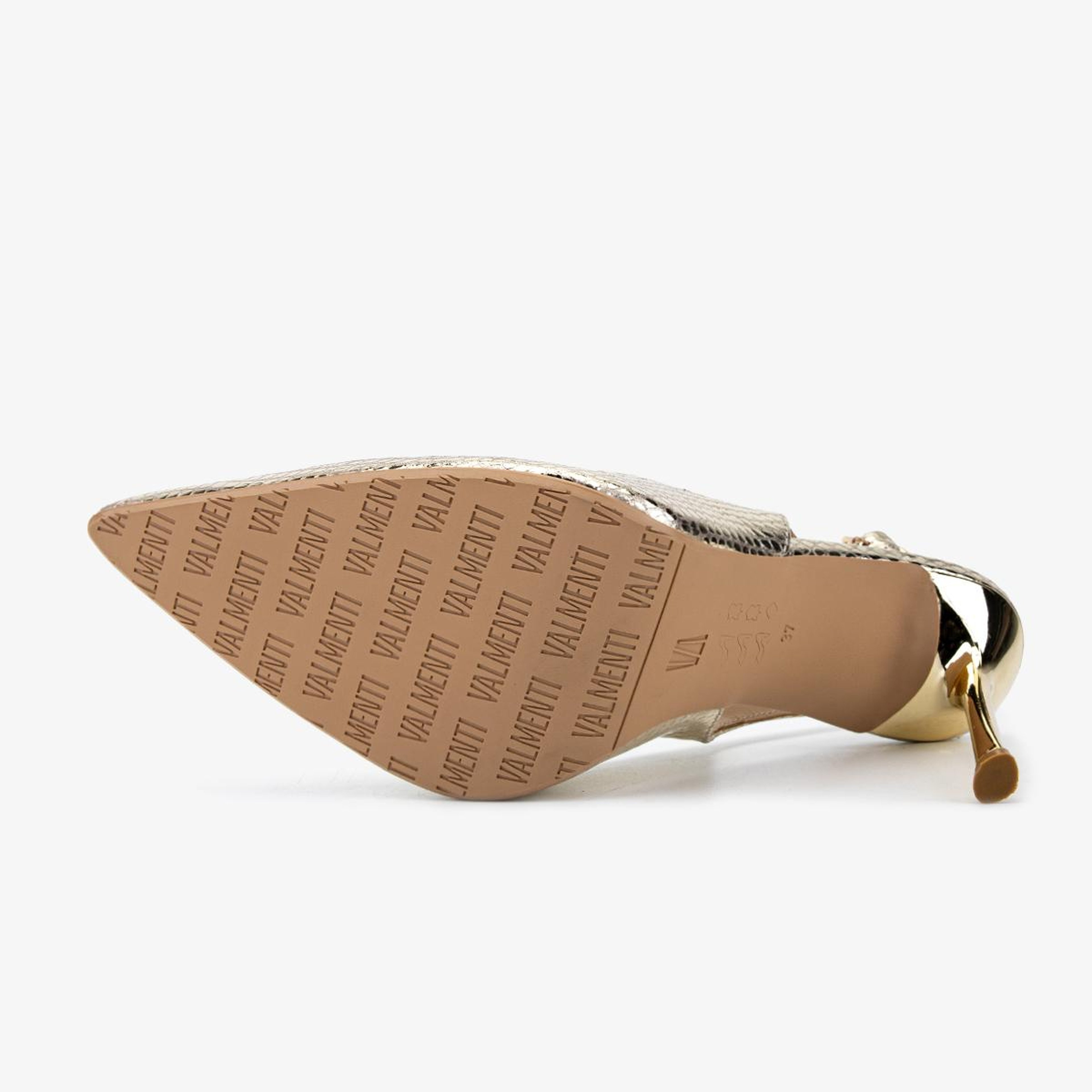 Valmenti Kadın Hakiki Deri Gold Slingback Ayakkabı