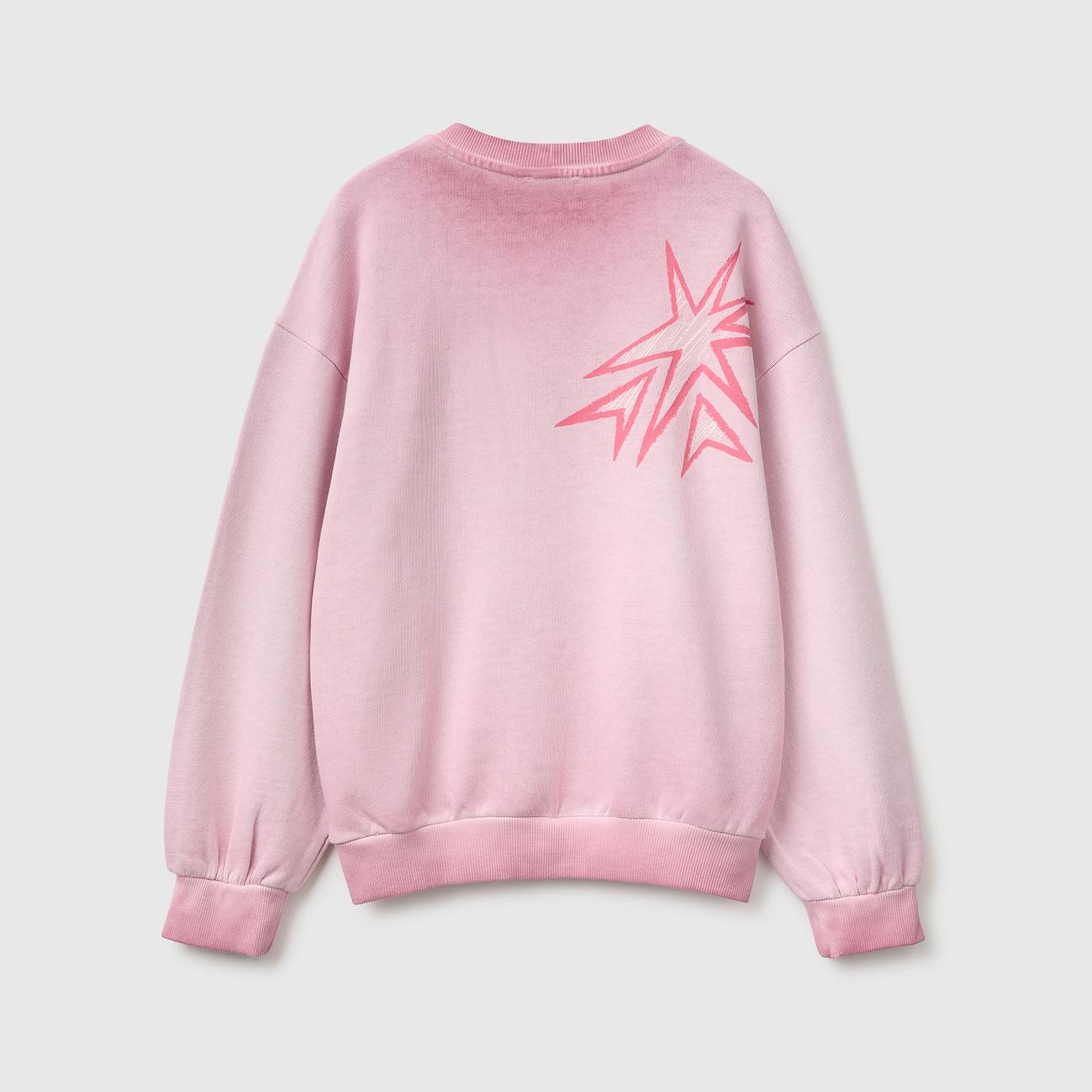 Kız Çocuk Pembe Önü Lilo&Stitch Baskılı Oversize Bisiklet Yaka Sweatshirt